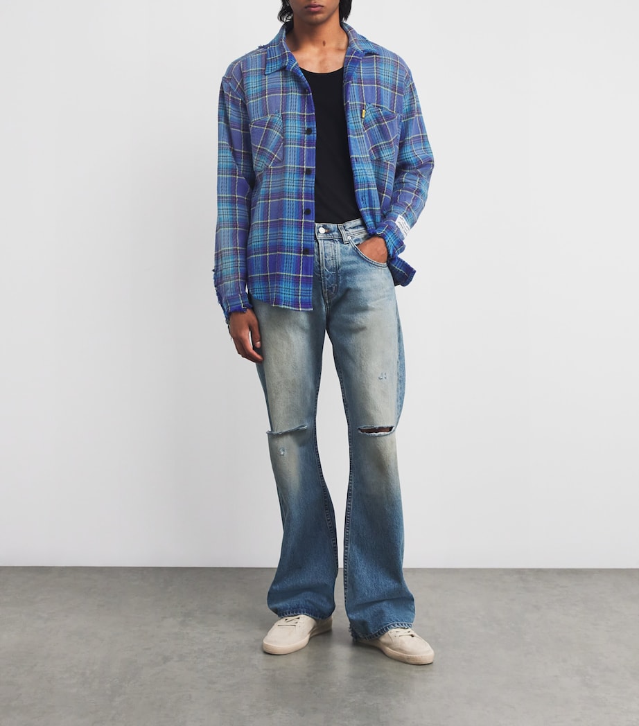 GALLERY DEPT. Mens Cotton Flannel Marley Shirt Blue Multi Image 2