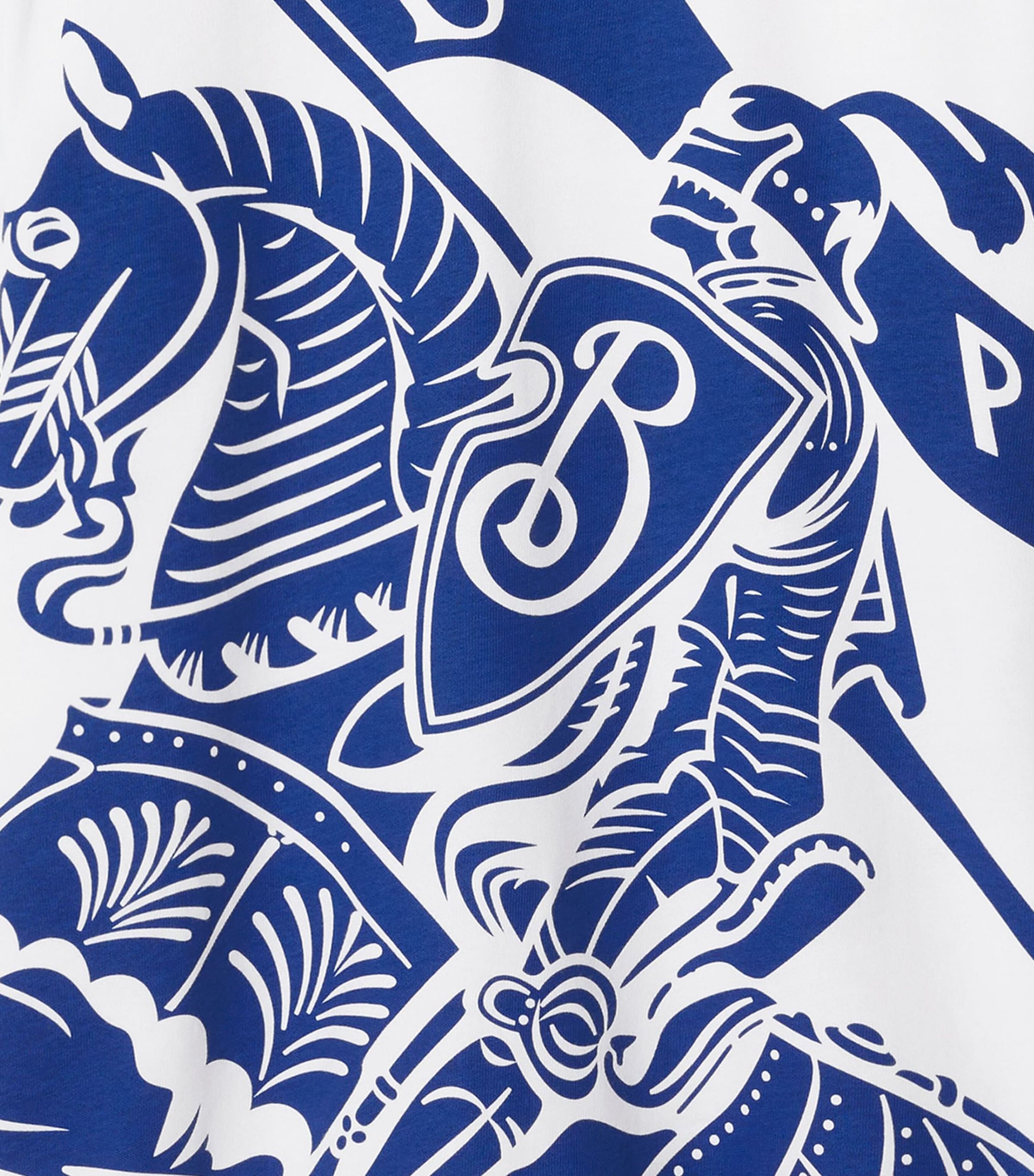 Cotton Oversized Equestrian Knight T-Shirt WHITE Image 5