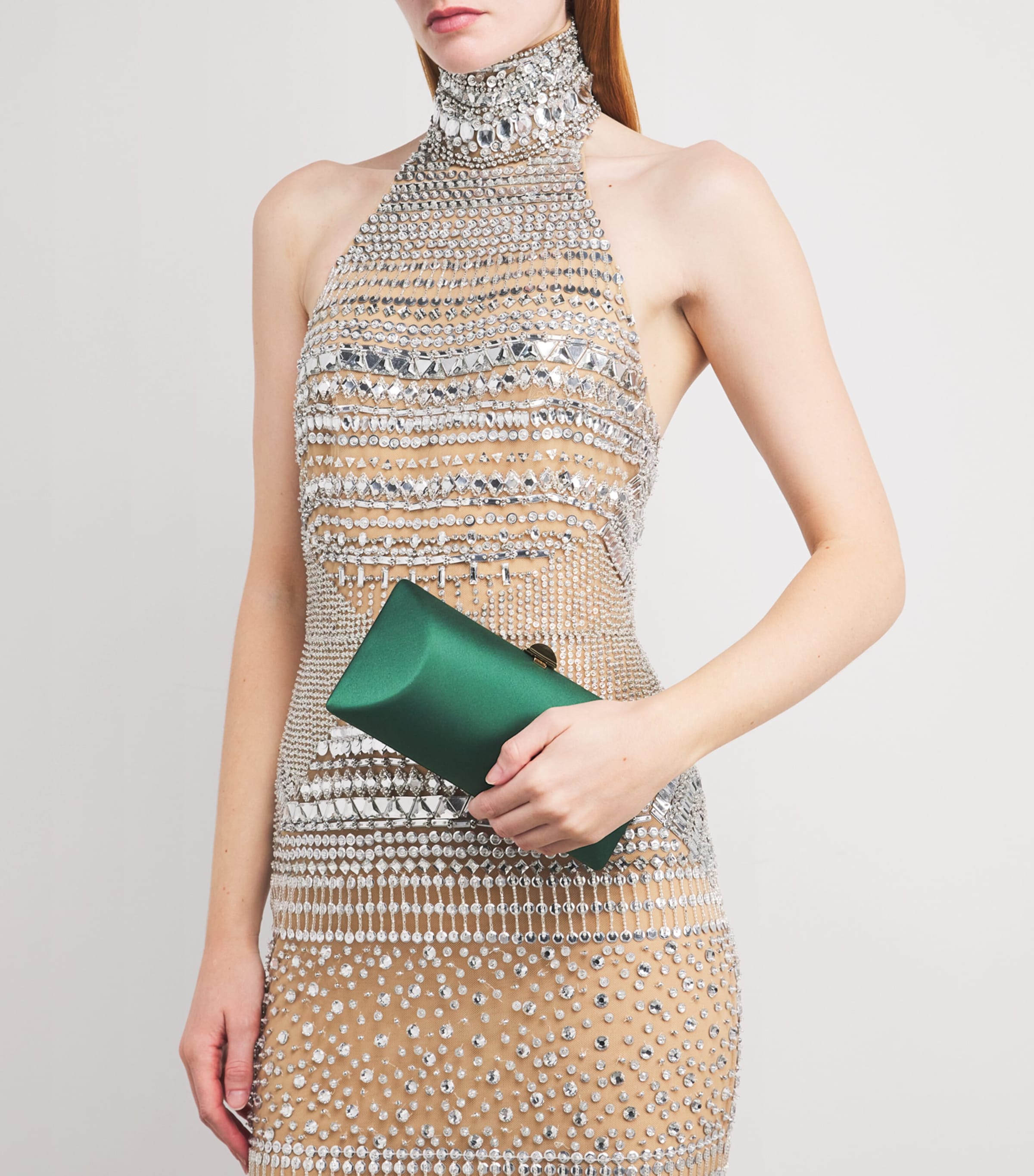 Silk Satin Clutch Bag 0455 SAGE GREEN Image 2