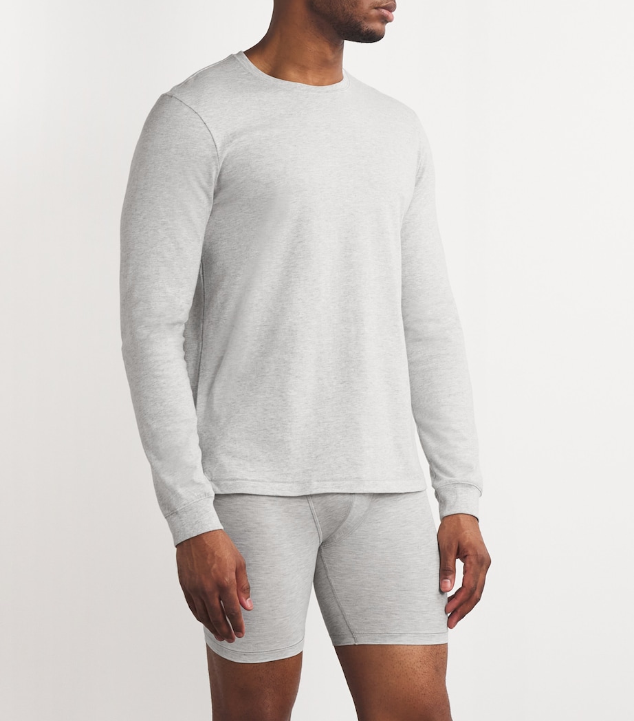 Cotton Long-Sleeve T-Shirt LIGHT HEATHER GREY Image 3