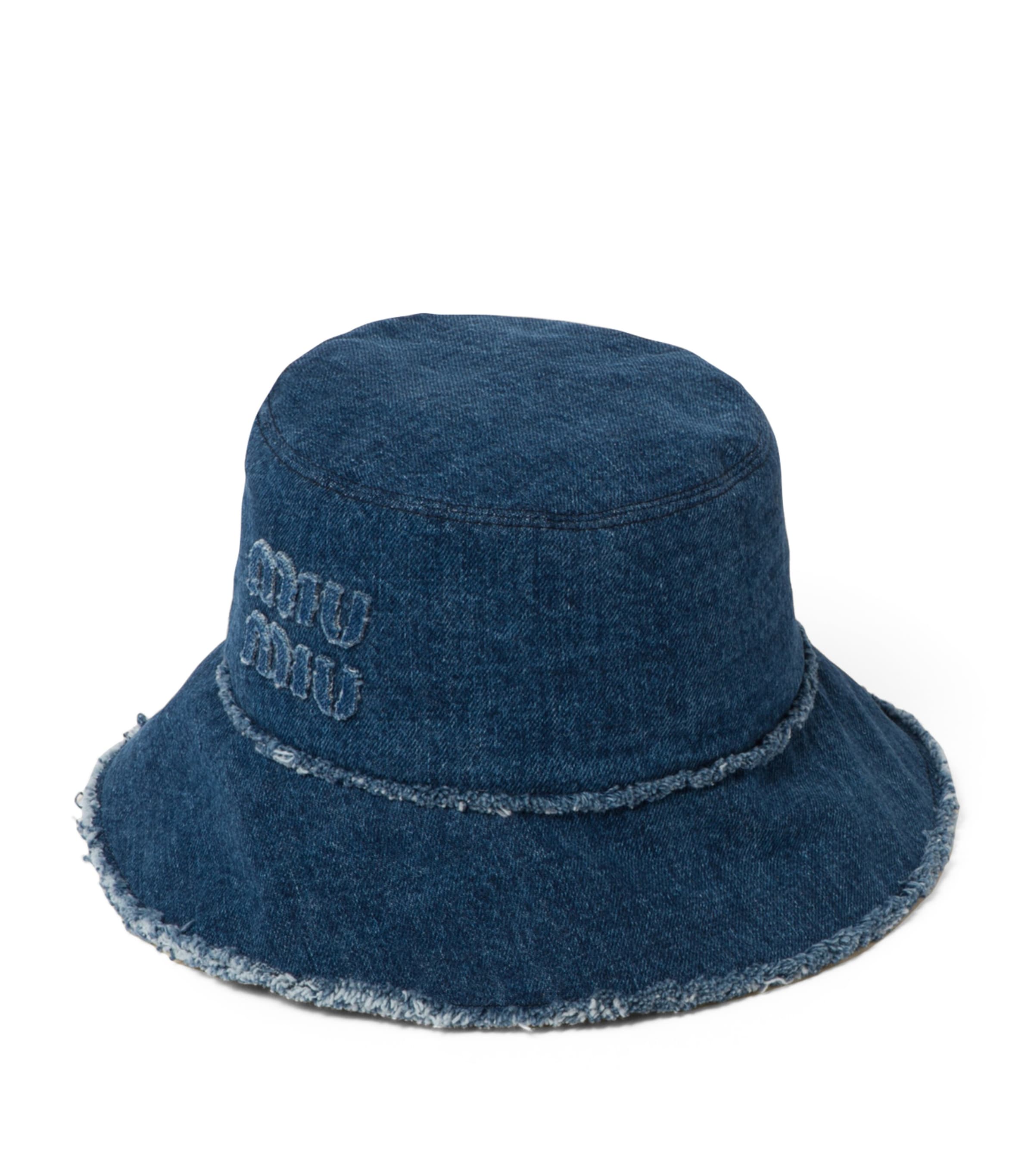 Miu Miu Denim Logo Bucket Hat | Harrods UK