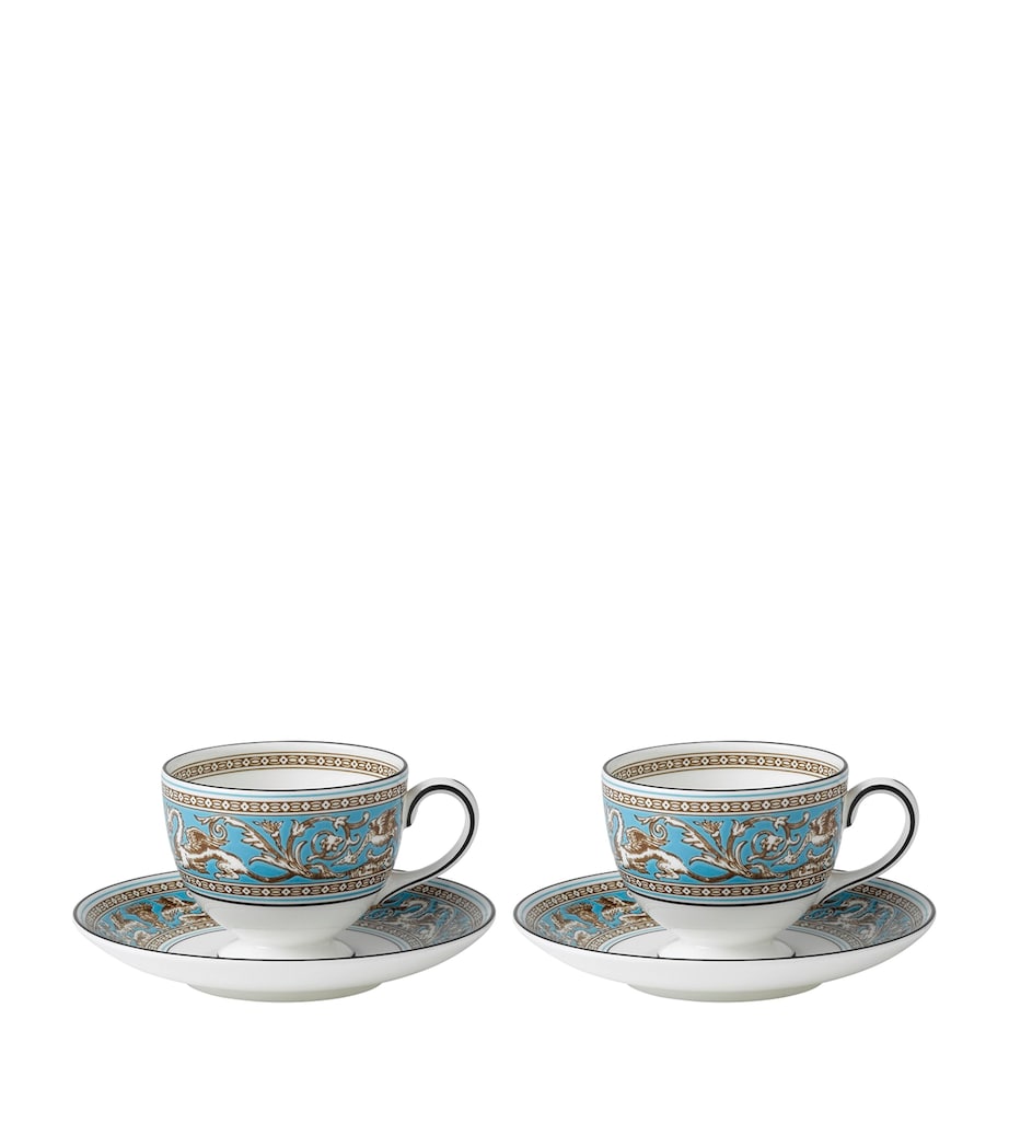 Florentine Turquoise Teacups and Saucers (Set of 2) BLUE Image 1