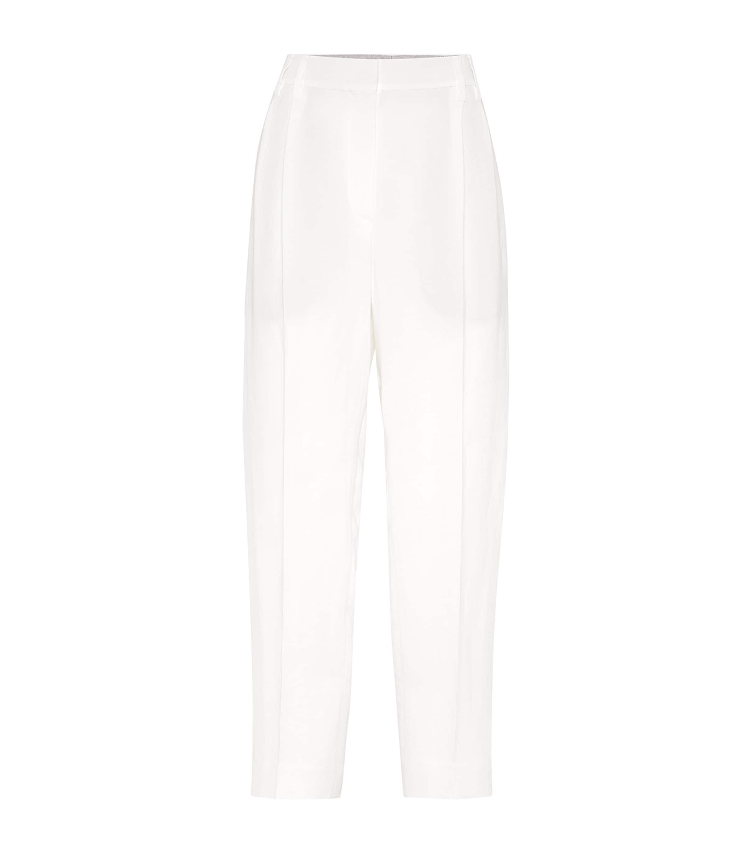 Brunello Cucinelli Viscose-linen Twill Tapered Trousers In Beige