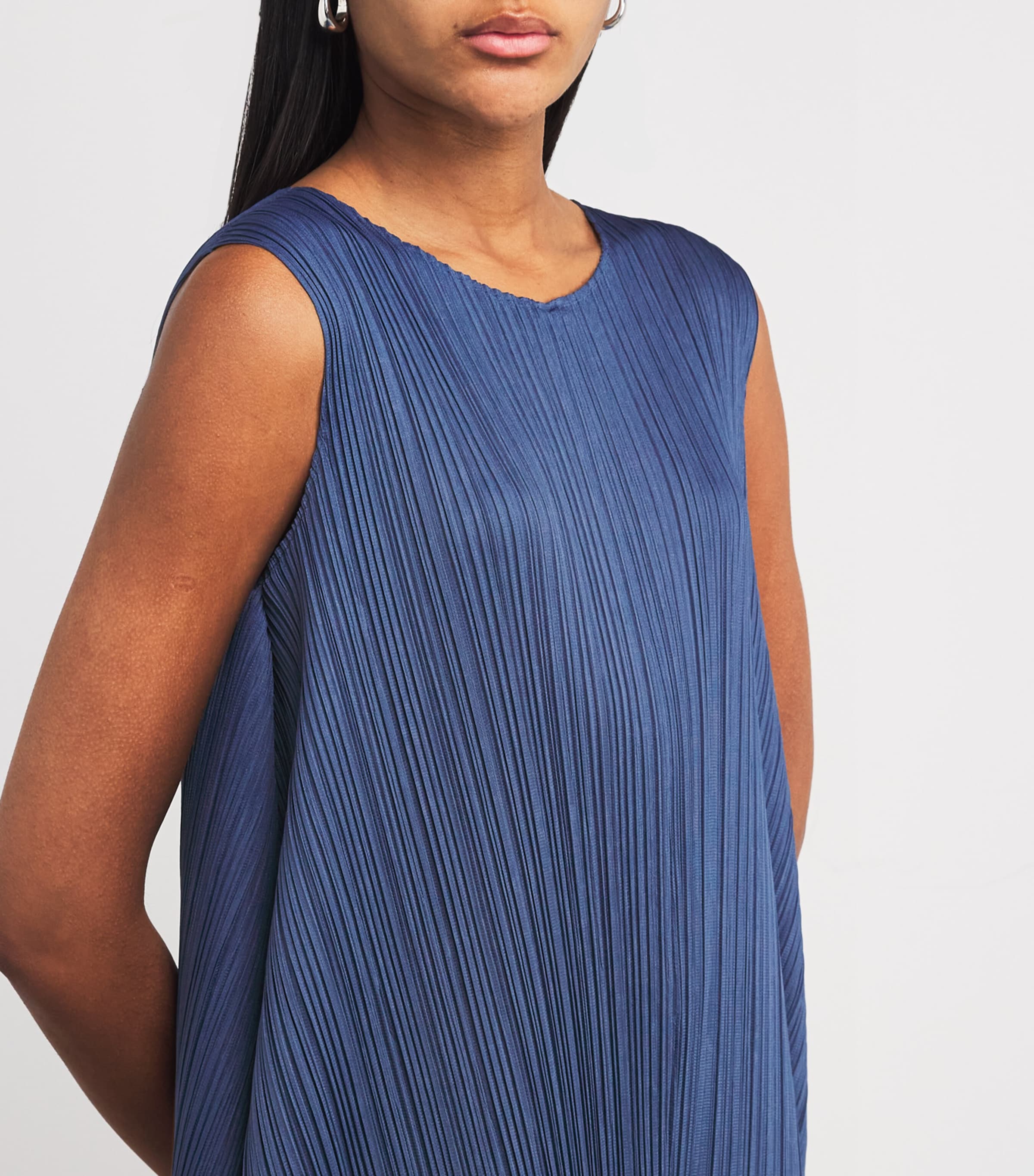 Pleats Please Issey Miyake Blue Lamp Shade Midi Dress