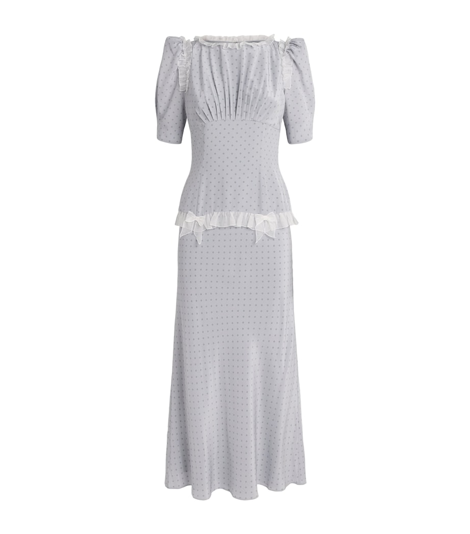 Alessandra Rich Womens Silk Polka-Dot Maxi Dress Grey Grey Image 1