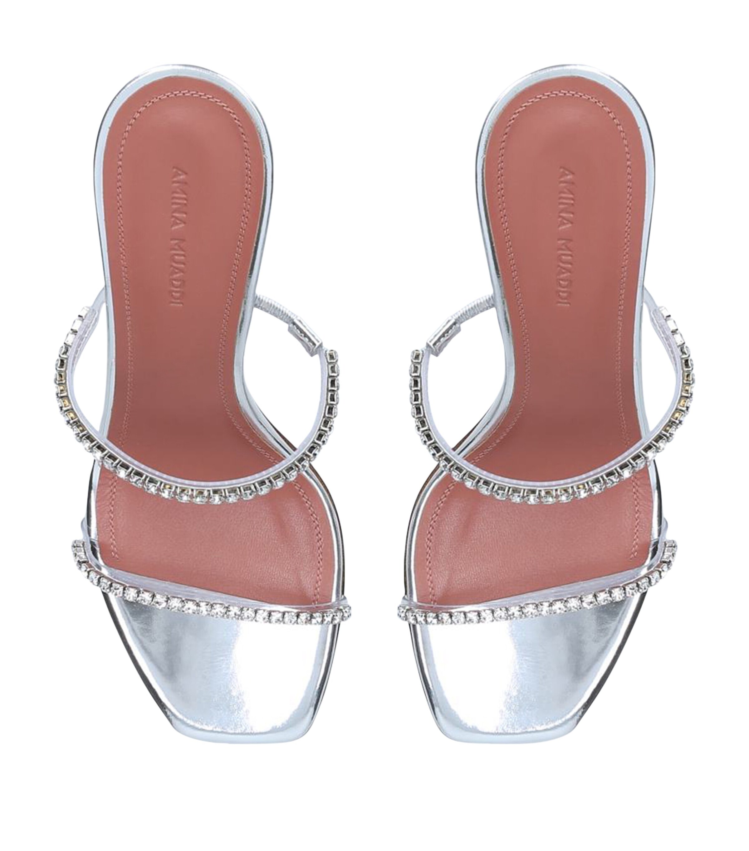【関税込み】Amina Muaddi シルバー Gilda Glass 95 ヒール Gilda Glass Sandal Transparent Pvc and White Crystals