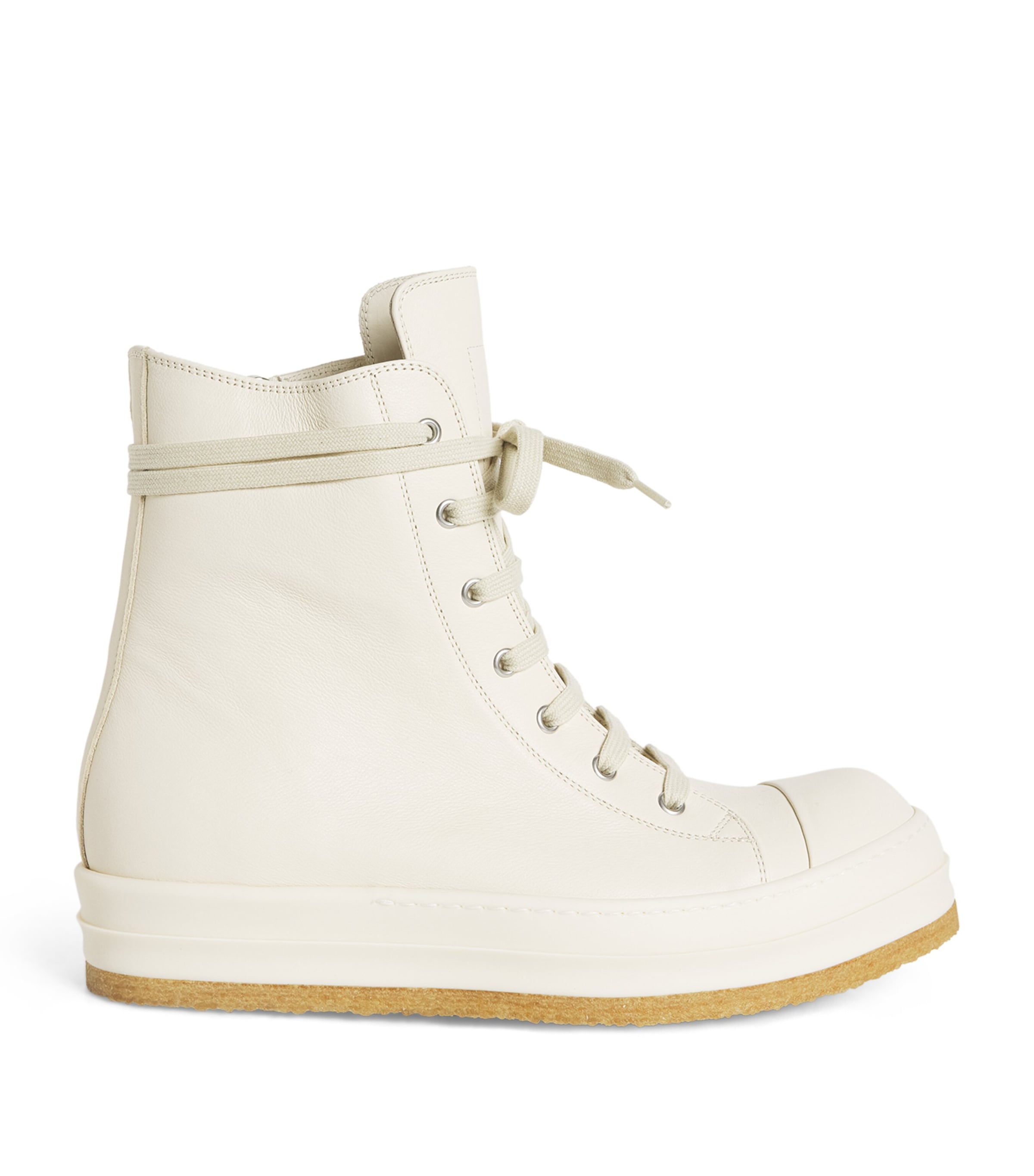 Rick Owens Round Toe High Top Casual Shoes In White