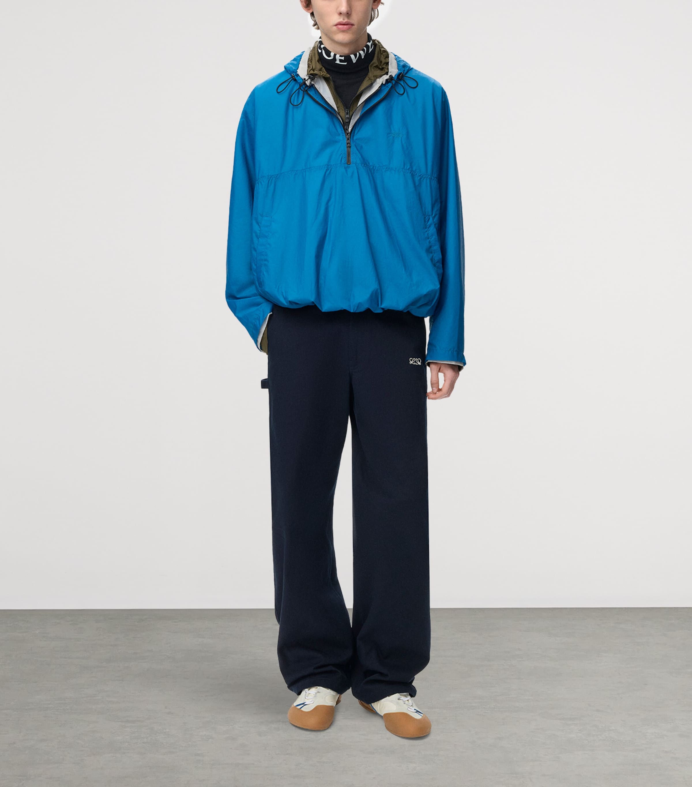 LOEWE Mens Twill Straight-Leg Trousers Blue/navy Image 2