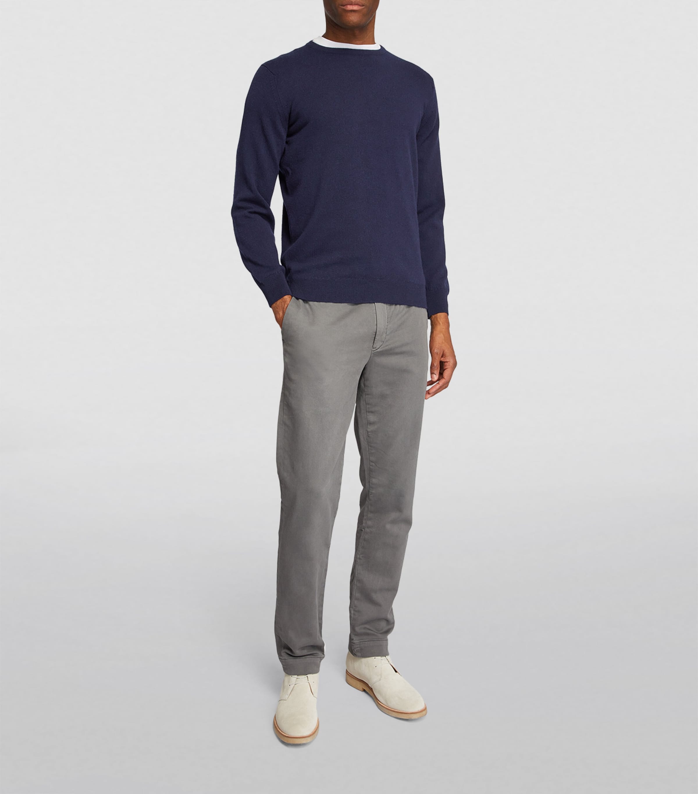 Harrods Mens Cashmere Crew-Neck Sweater Navy Image 2