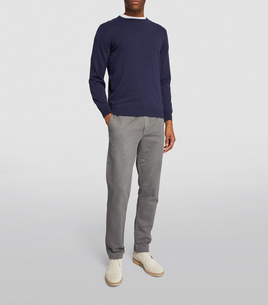 Harrods Mens Cashmere Crew-Neck Sweater Navy Image 2