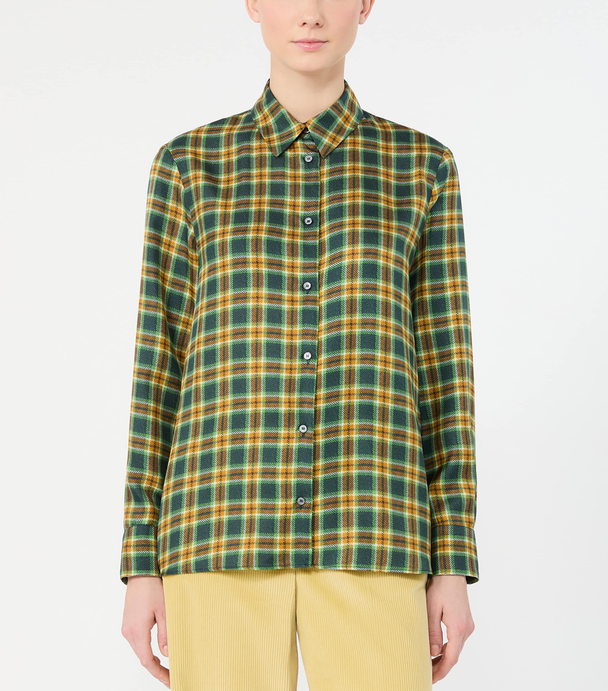 Weekend Max Mara Silk Check Shirt In Green