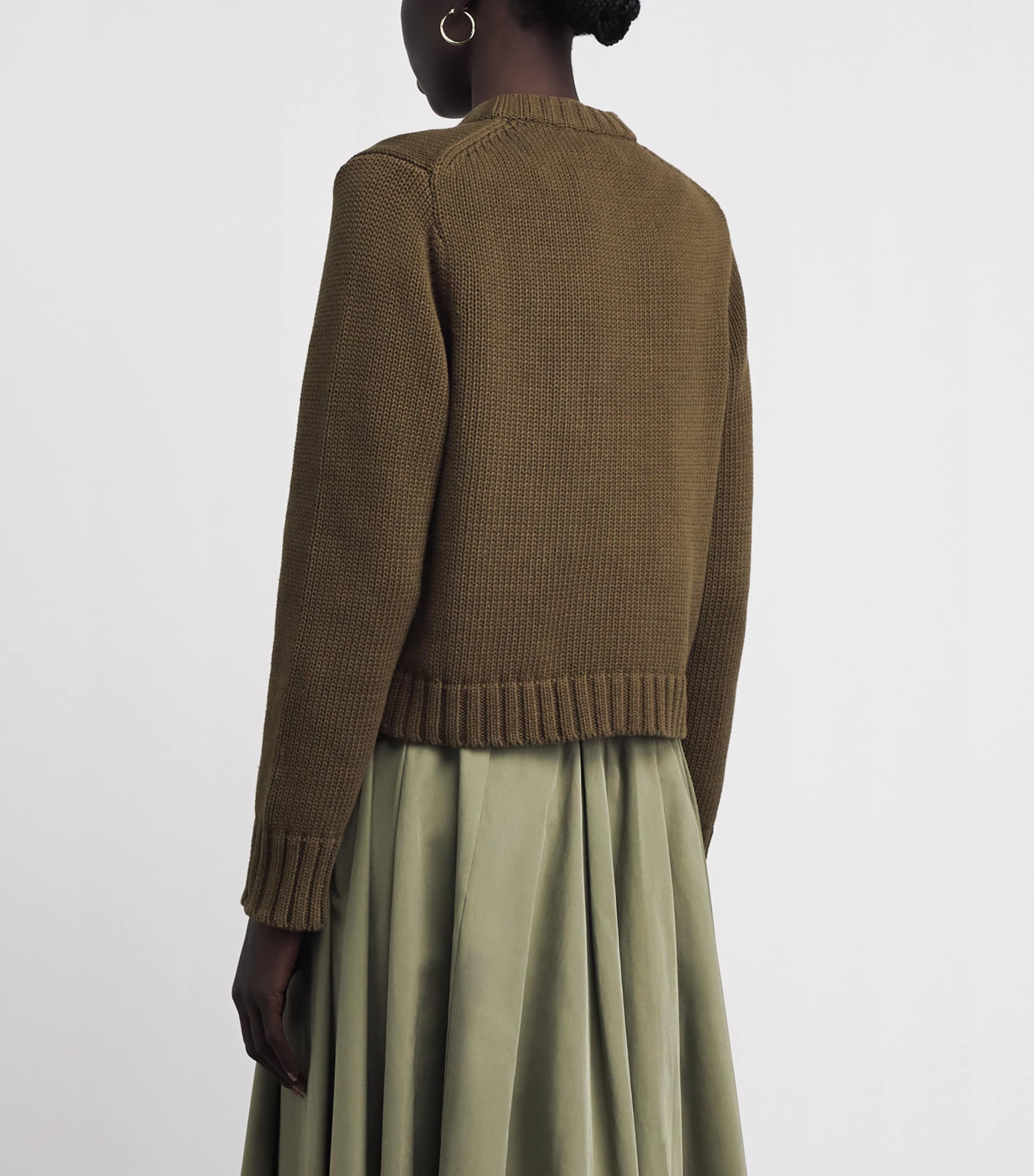 ME+EM Womens Straight Crop Cardigan Olive Green Image 5