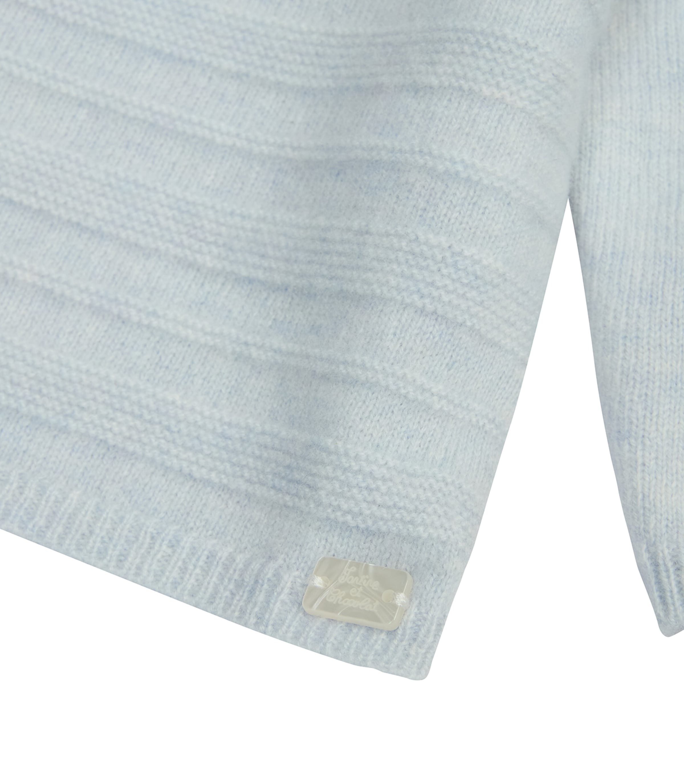 Wool-Cashmere Sweater and Trousers Set (0-24 Months) 42BLEU C LESTE CHIN Image 2