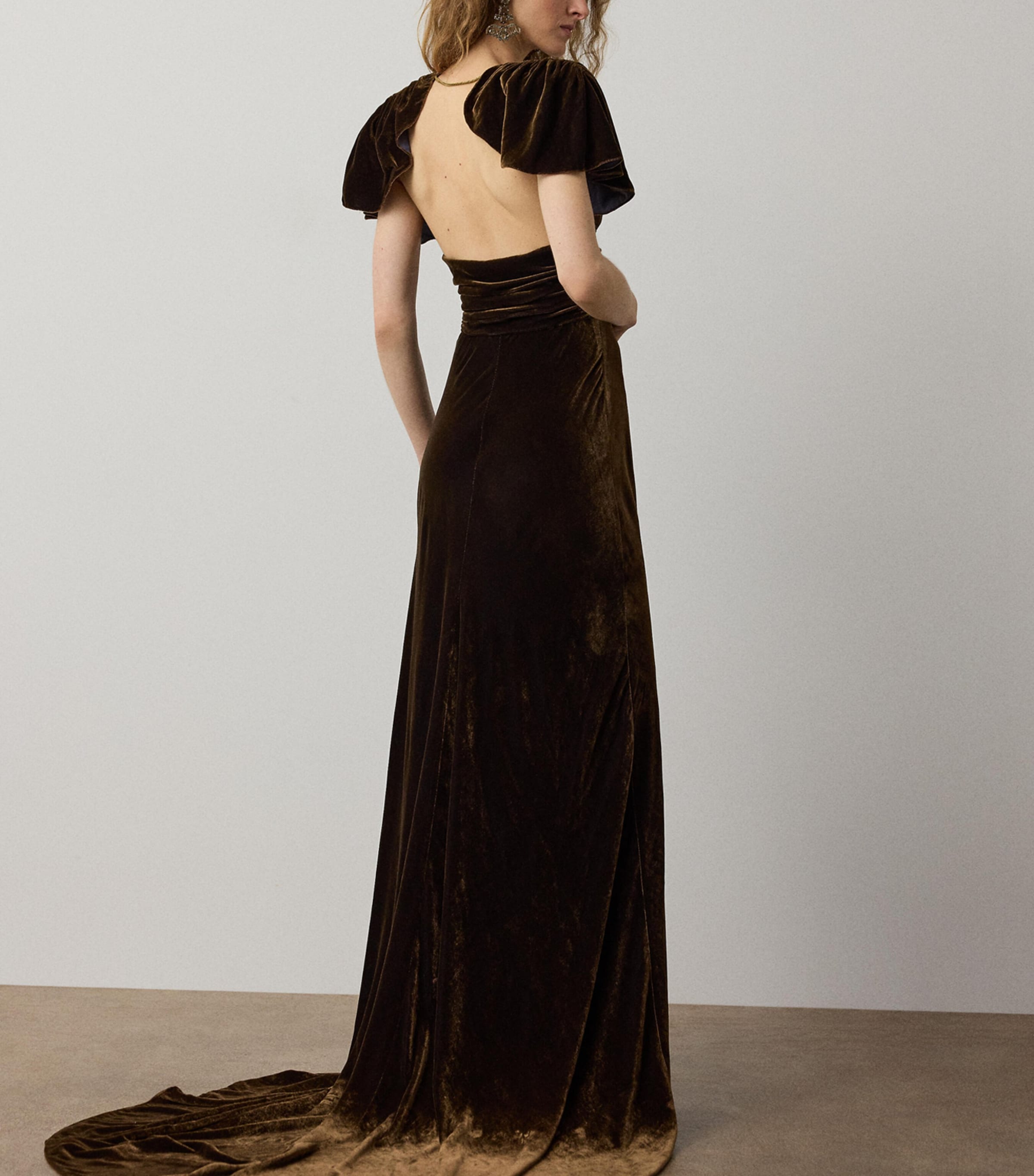 Ralph Lauren Collection Womens Velvet Charisse Gown Brown/evening Blue Image 2