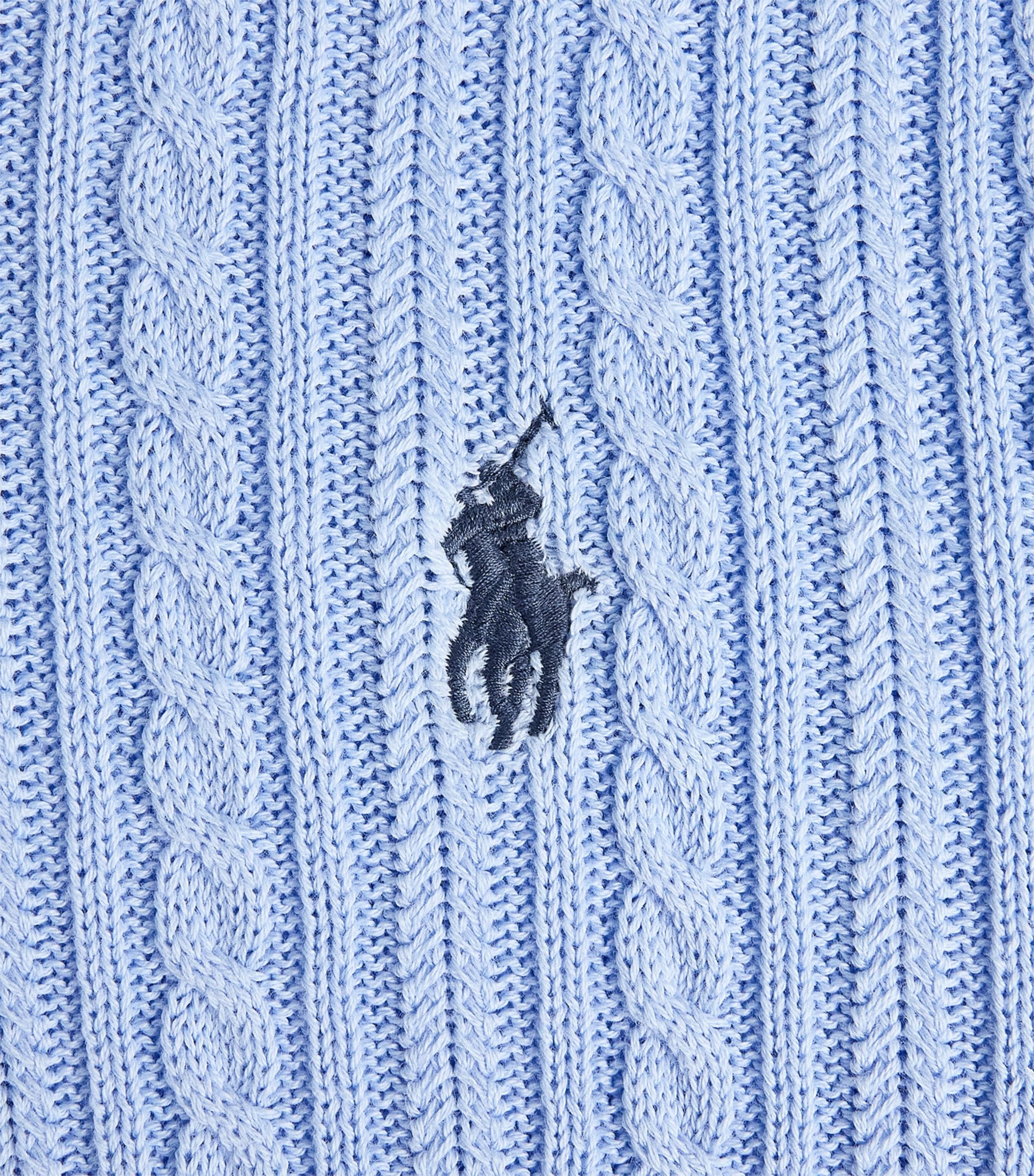 Polo Ralph Lauren Mens Cable Knit Polo Shirt Office Blue Image 6