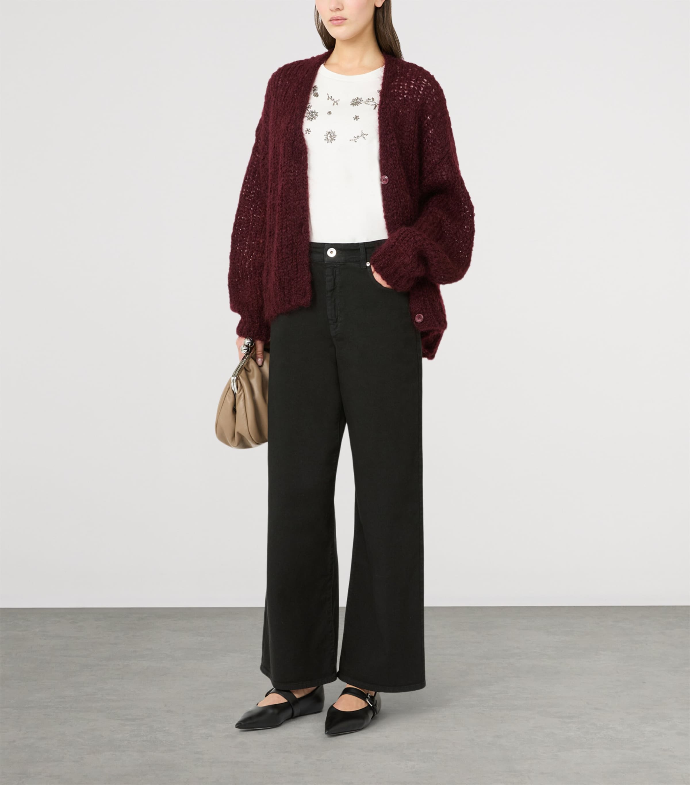 Weekend Max Mara Womens Wide-Leg Jeans Black Image 4