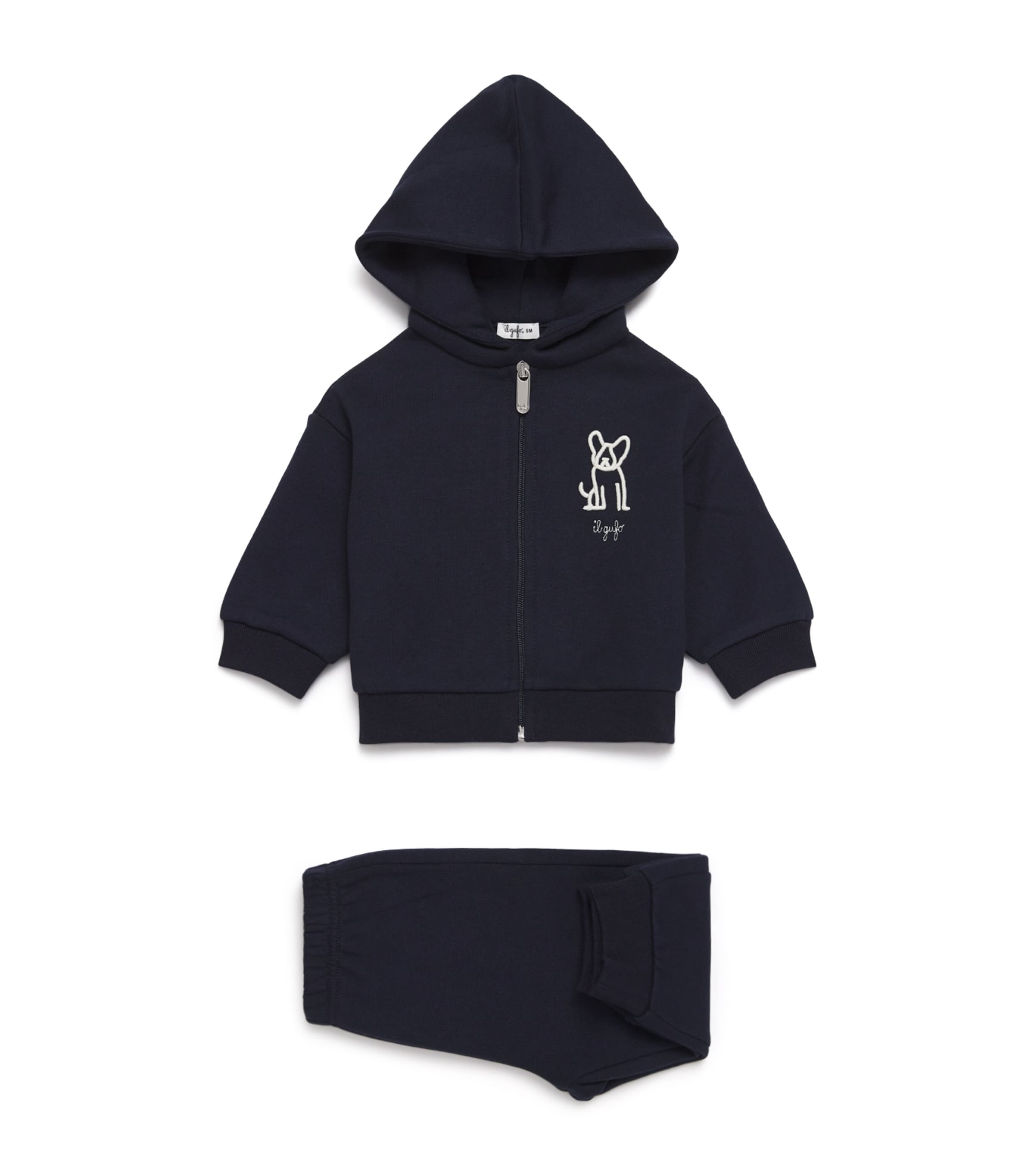 Il Gufo Kids' Cotton Zip-up Hoodie And Sweatpants Set In Blue
