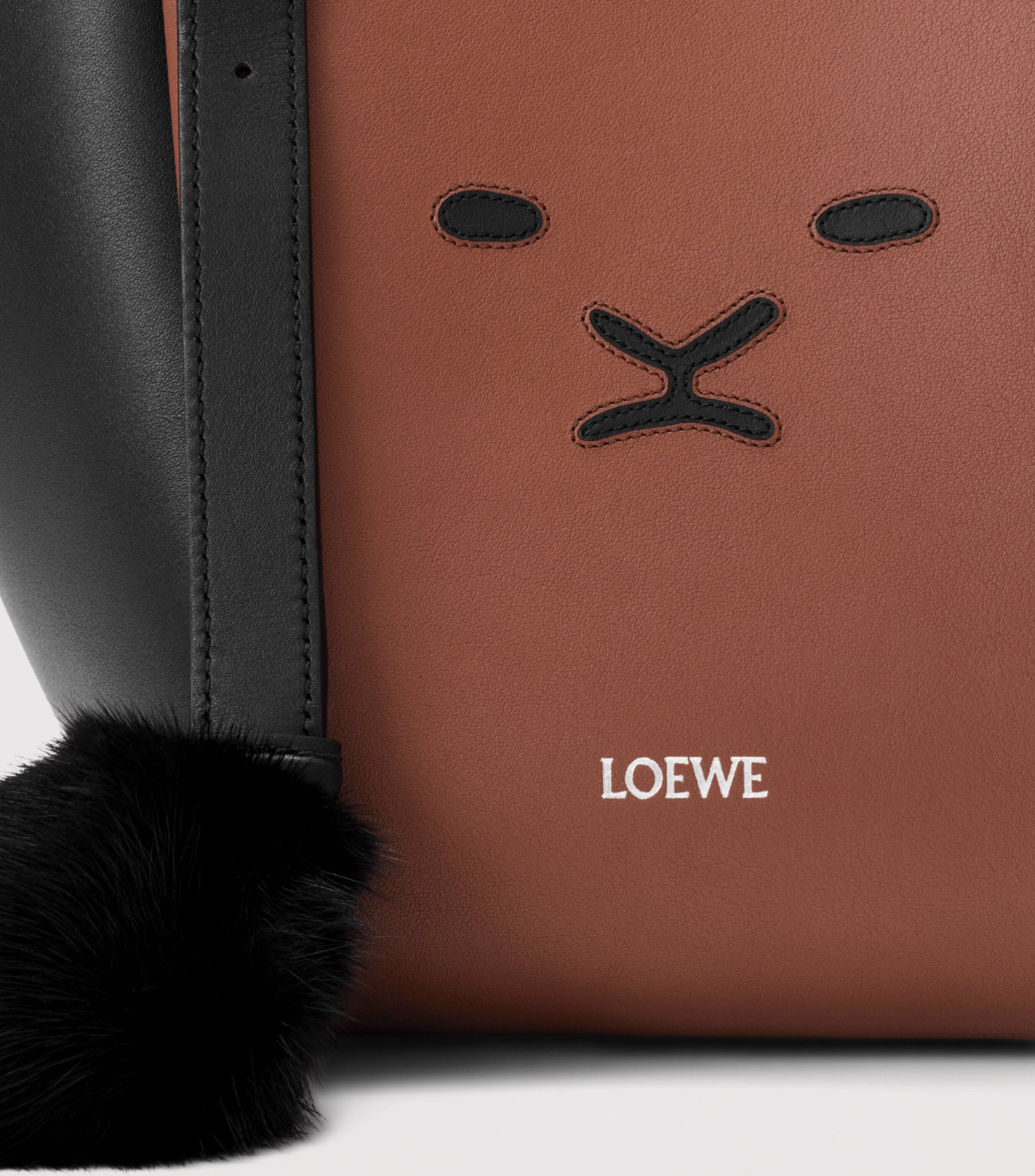 LOEWE Womens Lion Intarsio Hammock Flip Tote Bag Black/pecan Image 8
