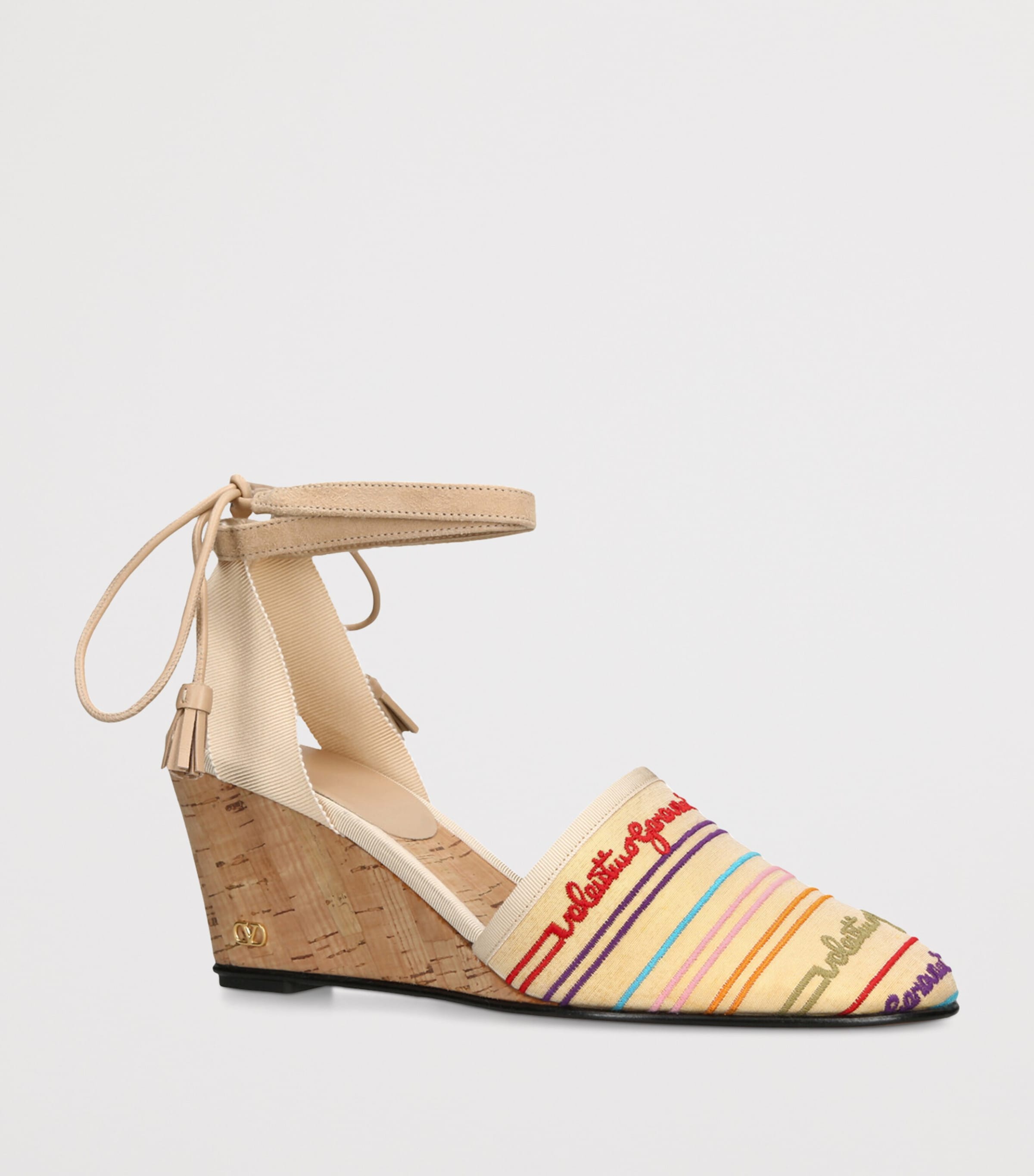 Valentino Garavani Embroidered Cruisette Wedge Heels 75 Mult/other Image 3
