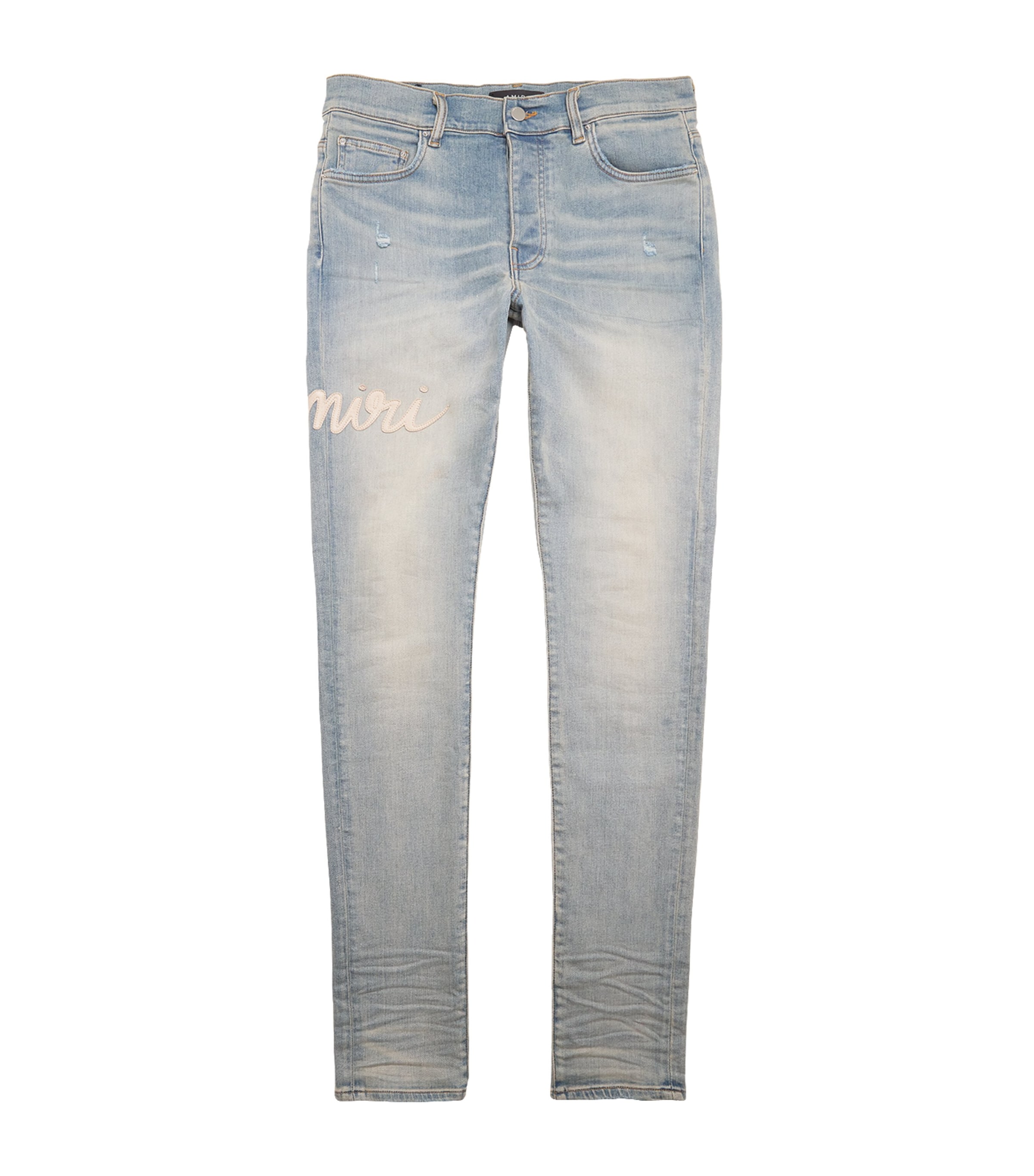 Amiri Logo Skinny Jeans In Blue