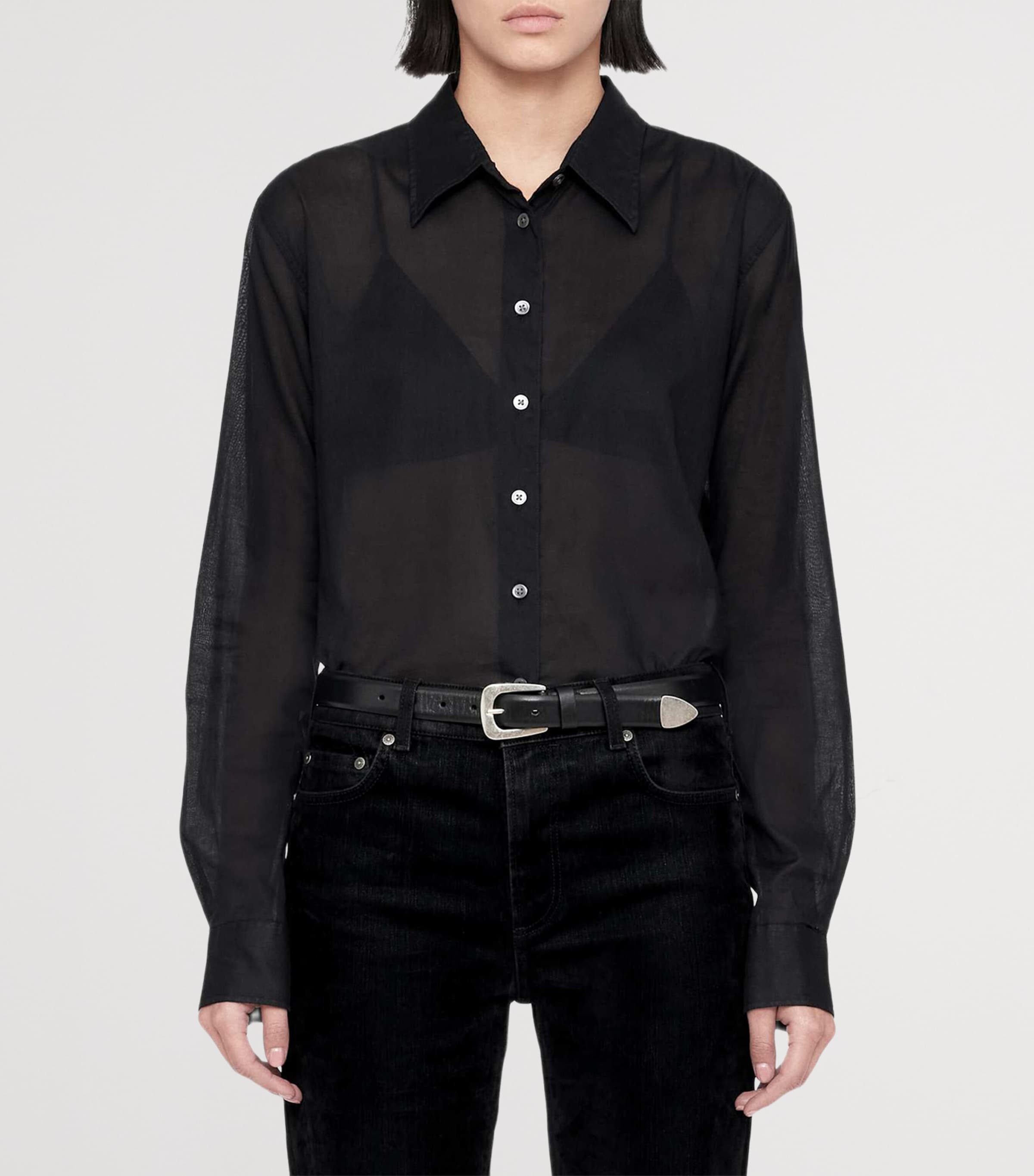 AllSaints Womens Cotton Voile Simone Blouse Black Image 3