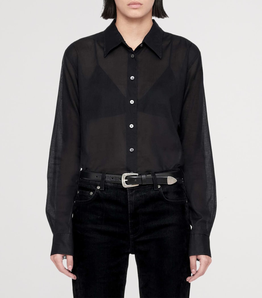 AllSaints Womens Cotton Voile Simone Blouse Black Image 3