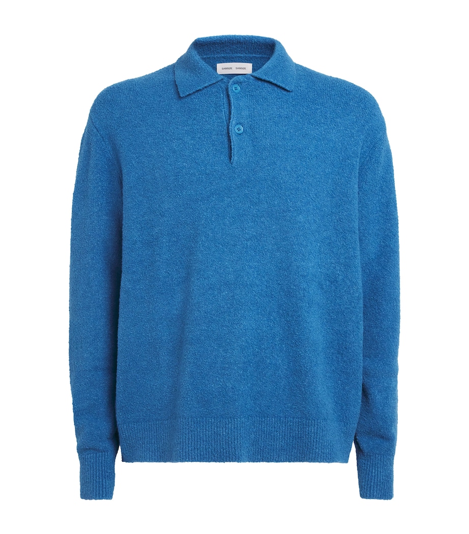 SAMSOE SAMSOE Mens Cotton-Blend Polo Sweater Bright Cobalt Image 1
