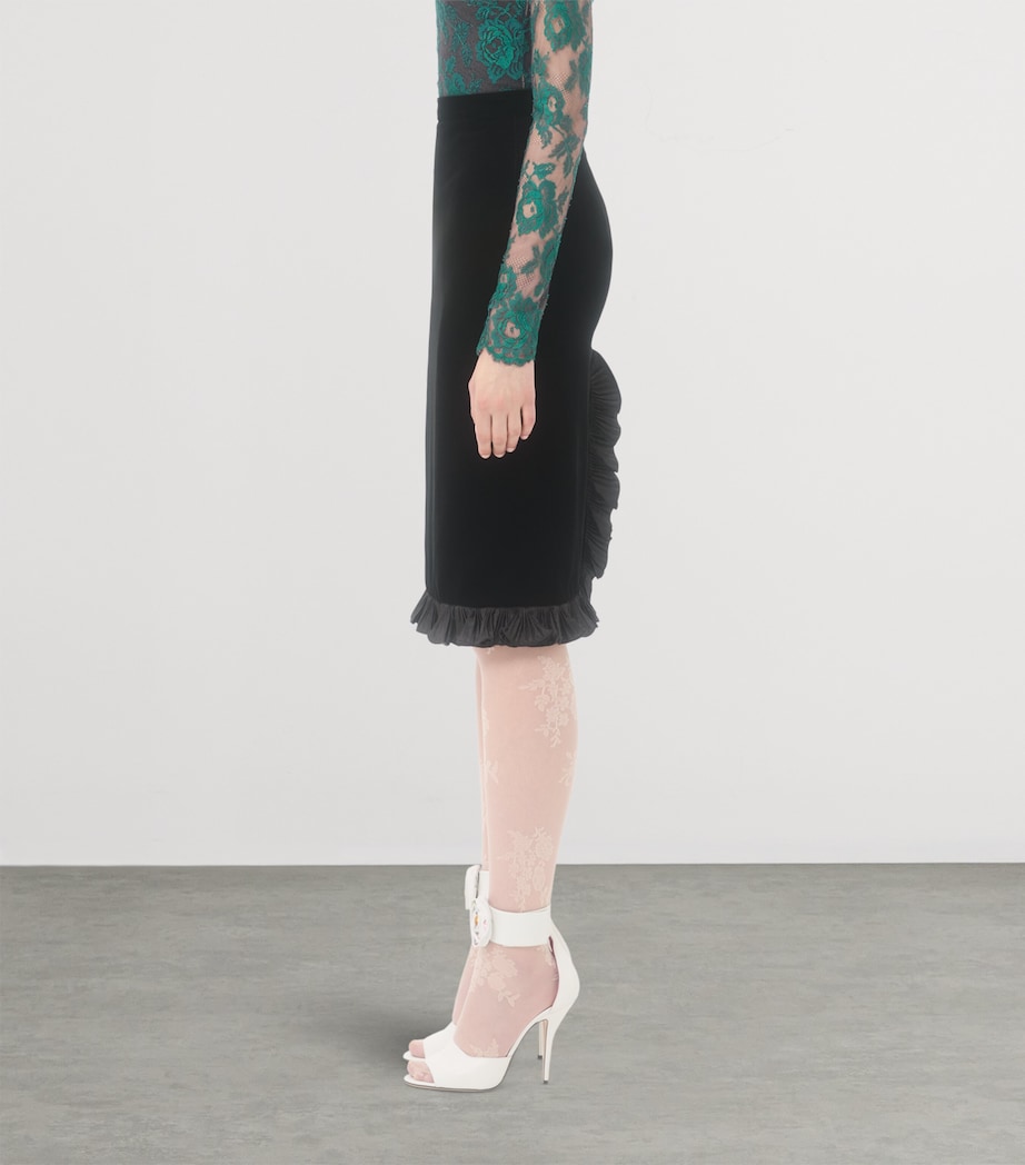 Velvet Ruffled Pencil Skirt 0NO Image 2