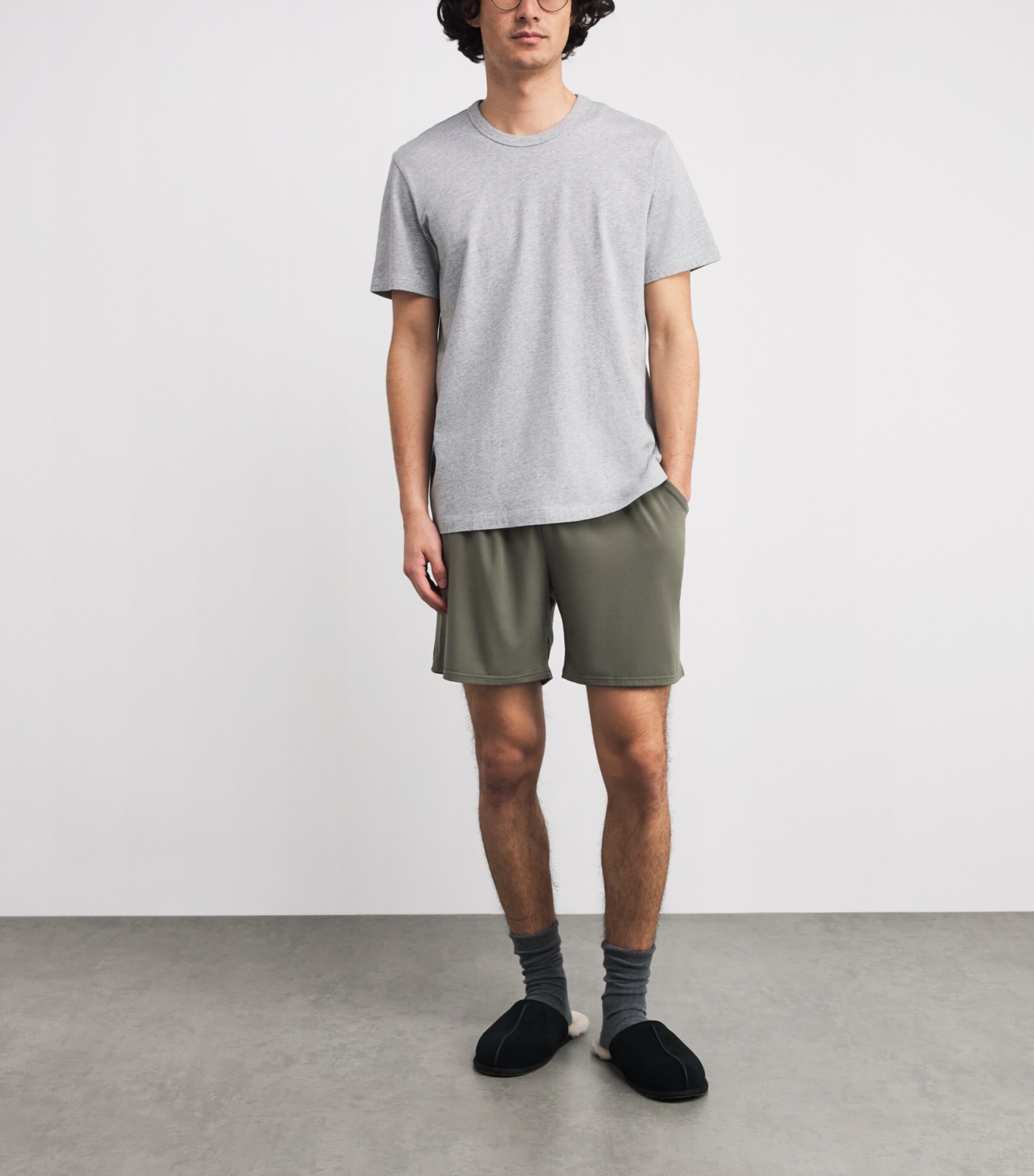 Stretch-Modal Lounge Shorts CHA GREEN/LT GREY Image 2