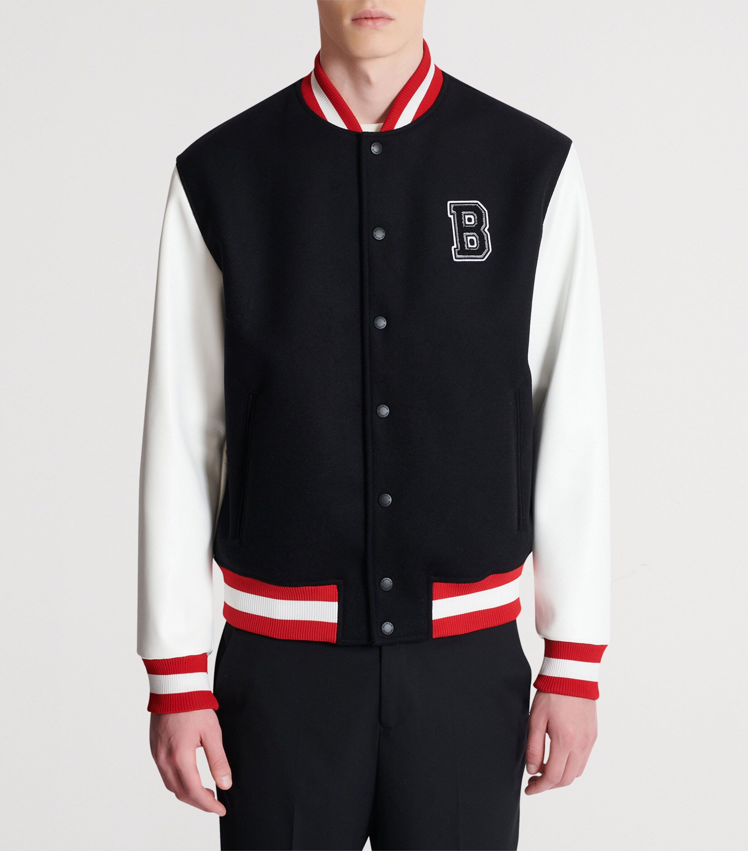 Virgin Wool Logo Bomber Jacket EBE NOIR/BLANC/ROUGE Image 3