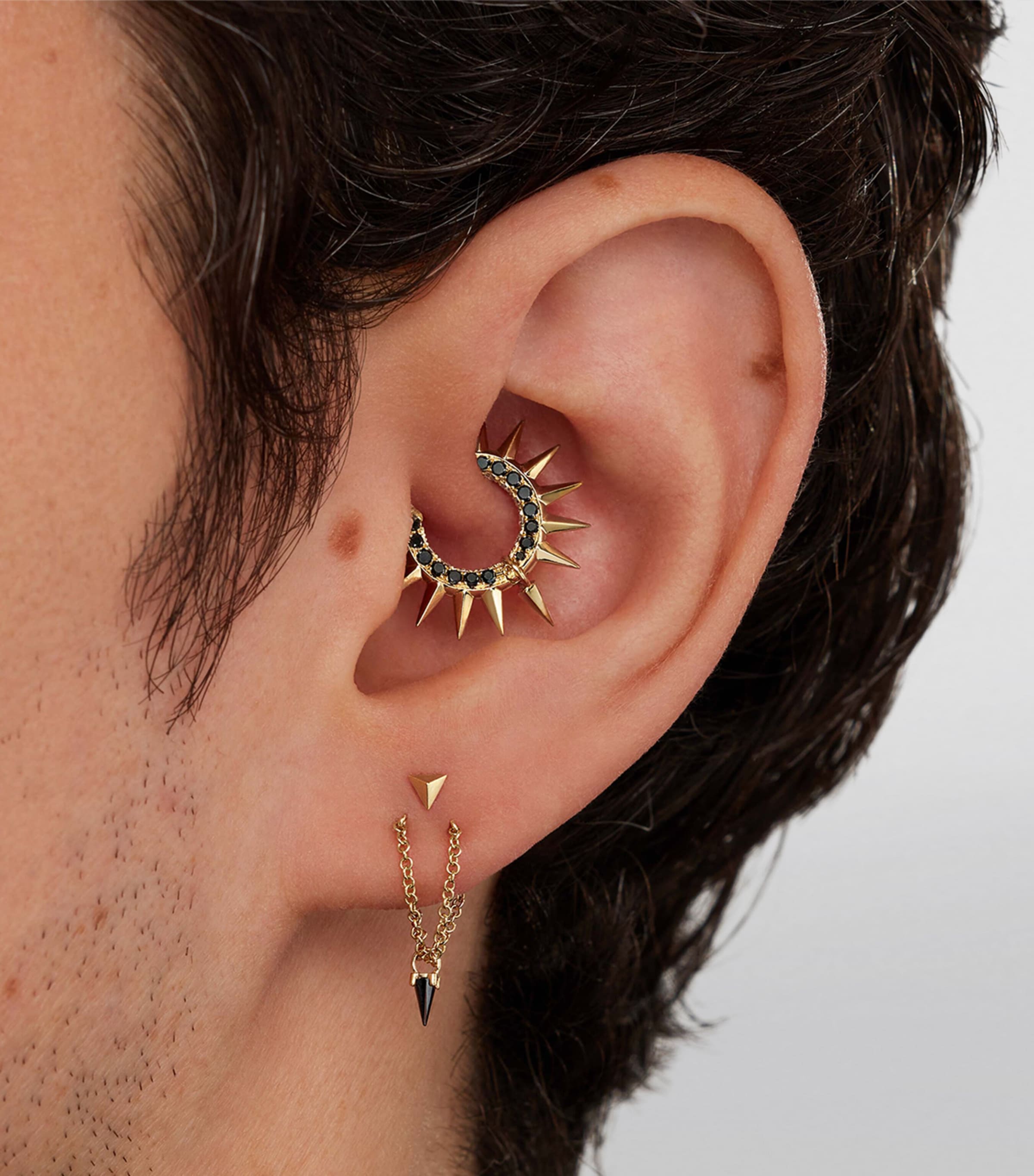 Rose Gold Diamond Metal Mohawk Hoop Earring (8mm) ROSE GOLD Image 2