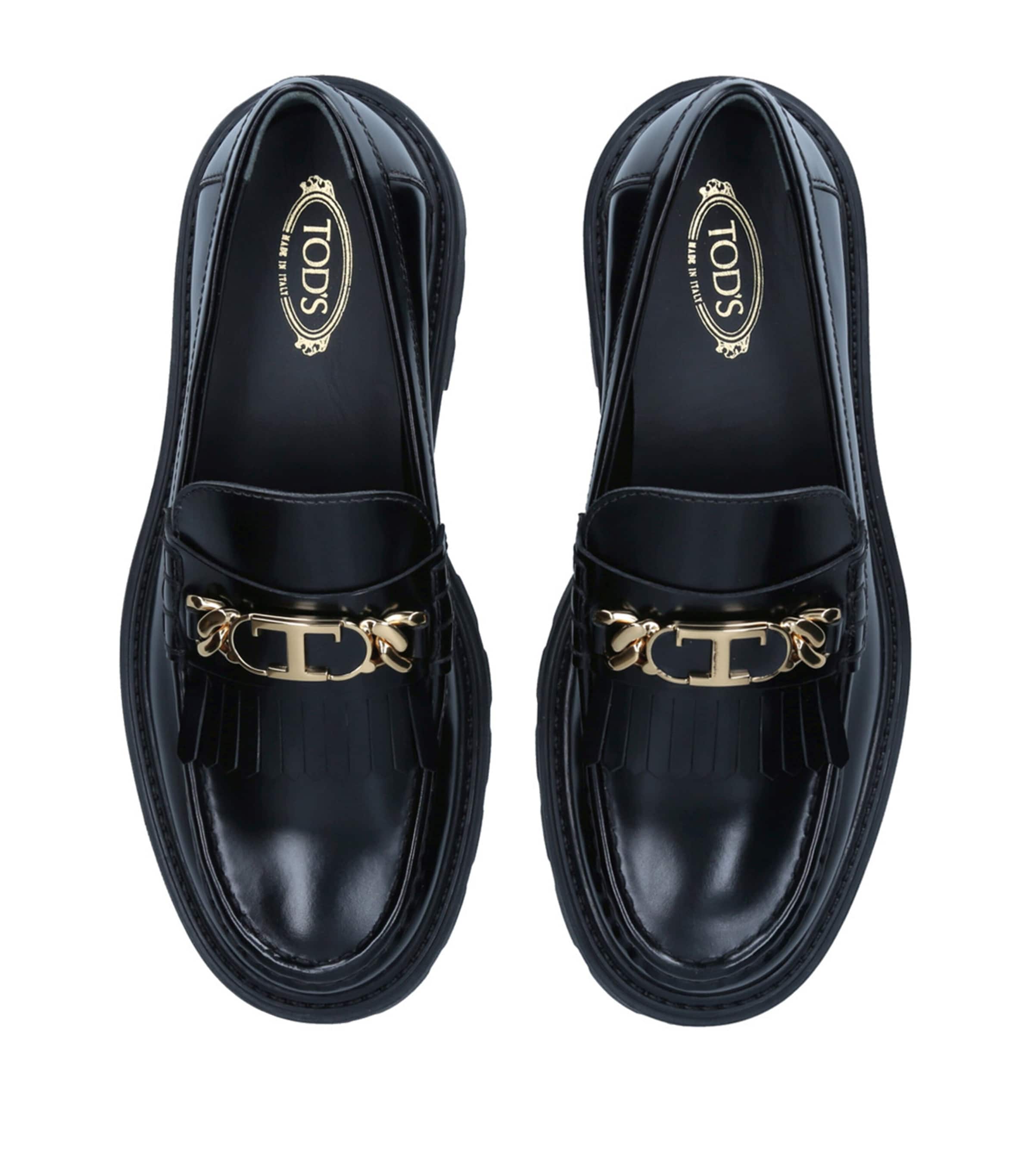 Leather Gomma Frangia Loafers BLACK Image 4