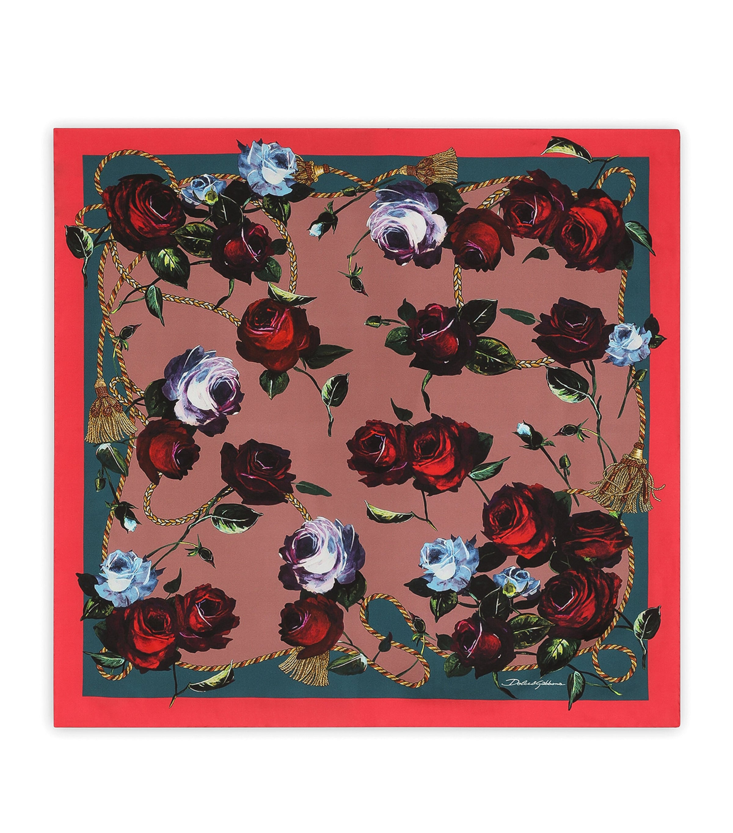 DOLCE & GABBANA SILK FOULARD FLORAL PRINT SCARF 