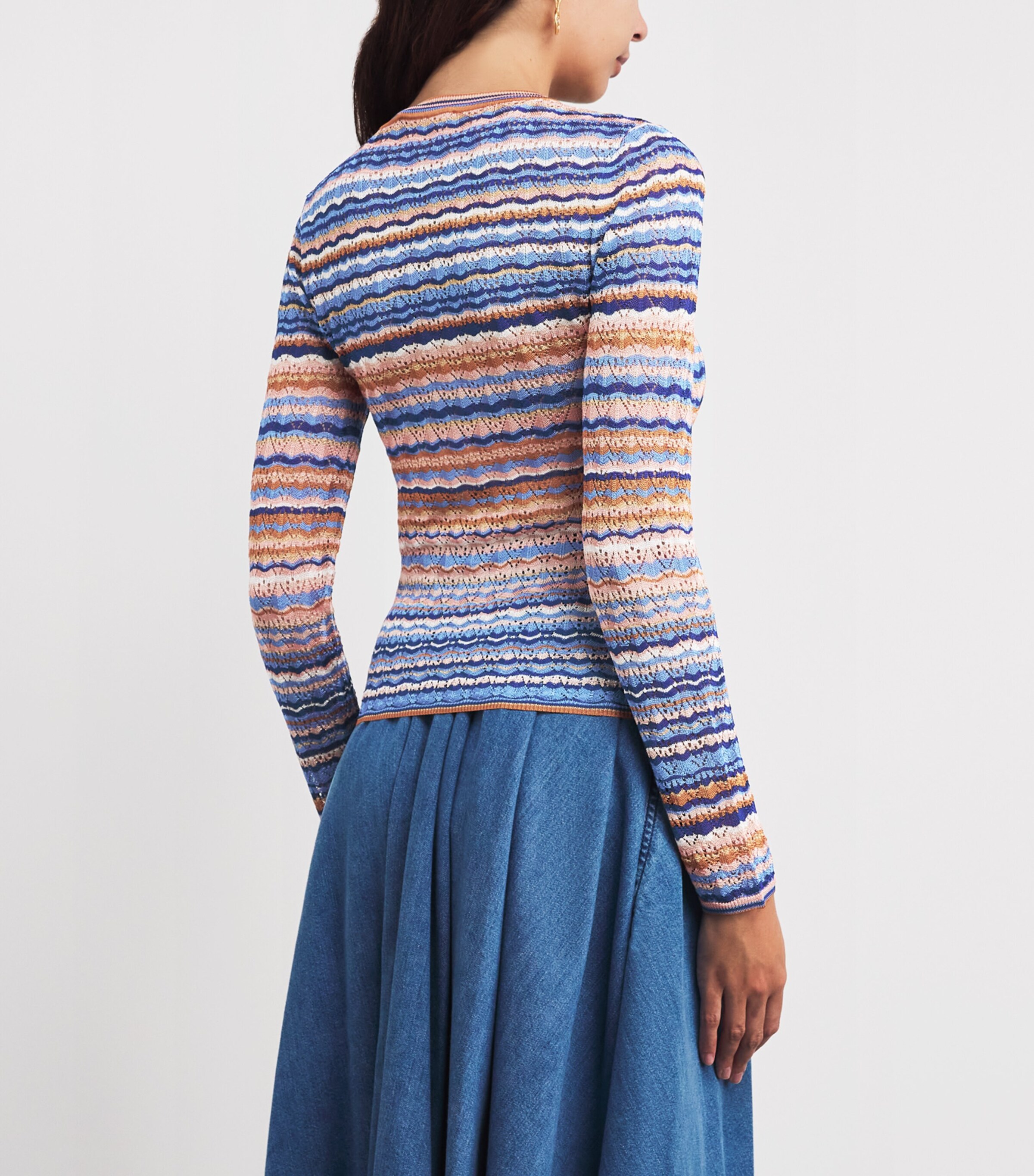 Ulla Johnson Womens Pointelle Stripe Lunaire Sweater Sunset Image 5