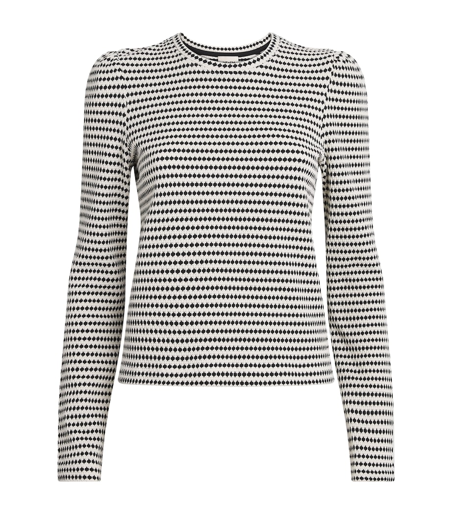 ME+EM Womens Long-Sleeve Jacquard Top Cream/black Image 1