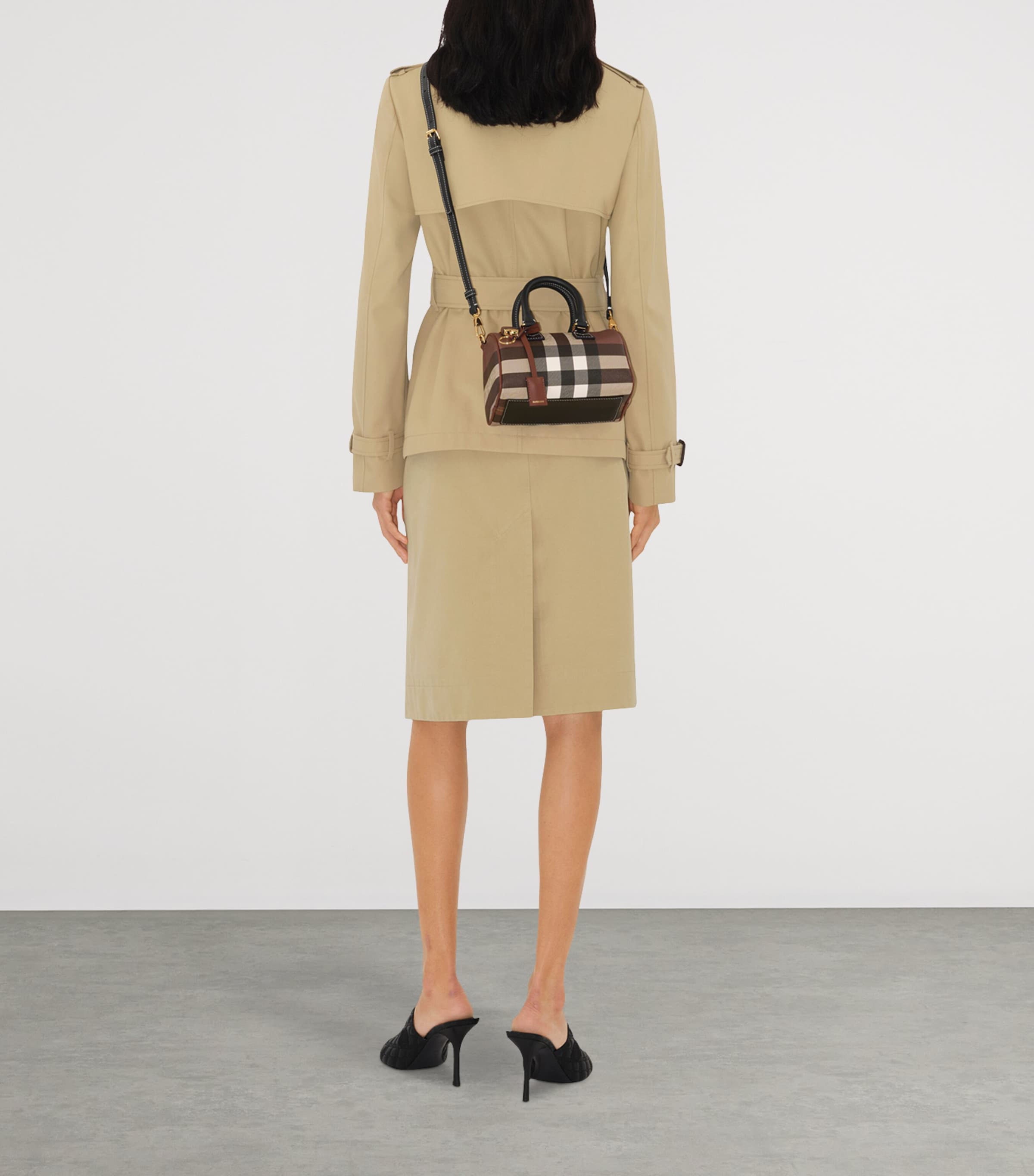Burberry Mini Check Bowling Bag Dark Birch Brown Chk Image 5