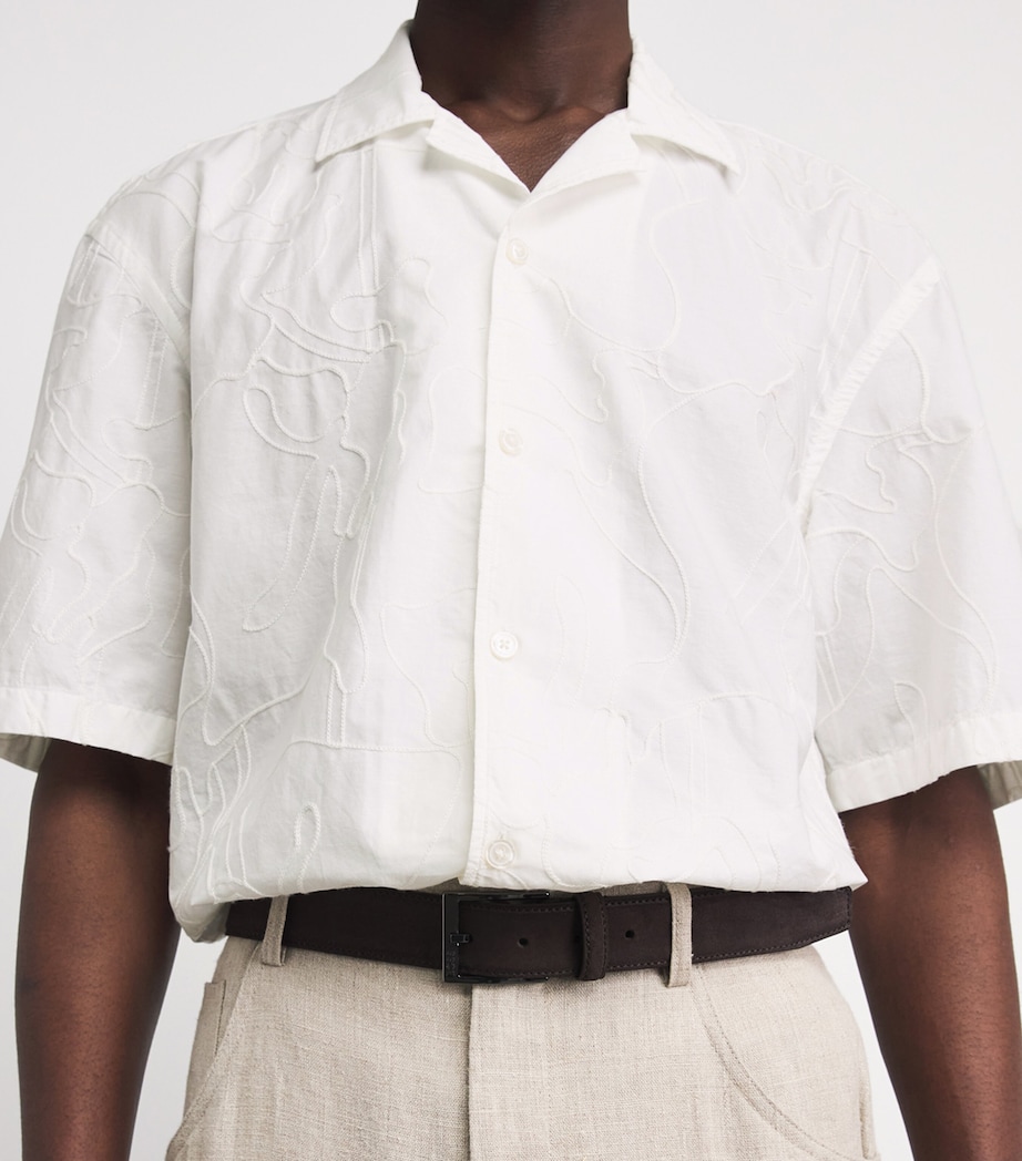 BOSS Mens Cotton Embroidered Shirt White Image 3