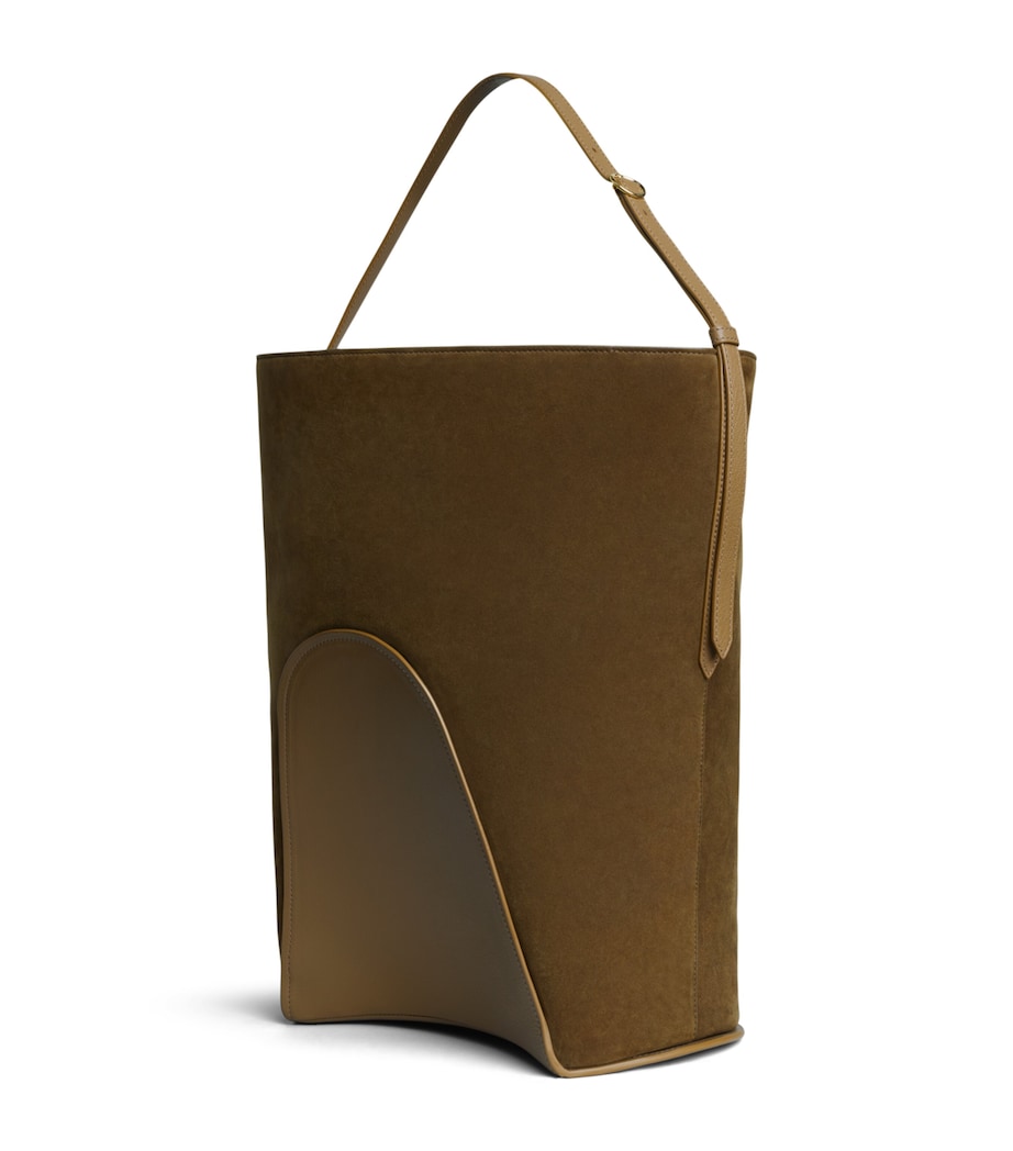 Alaïa Large Suede-Leather Hip Bucket Bag Vert Kaki Image 3