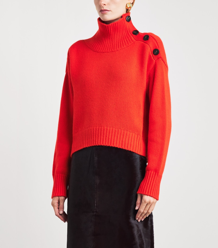 Yves Salomon Womens Wool-Cashmere Funnel-Neck Sweater Image 4
