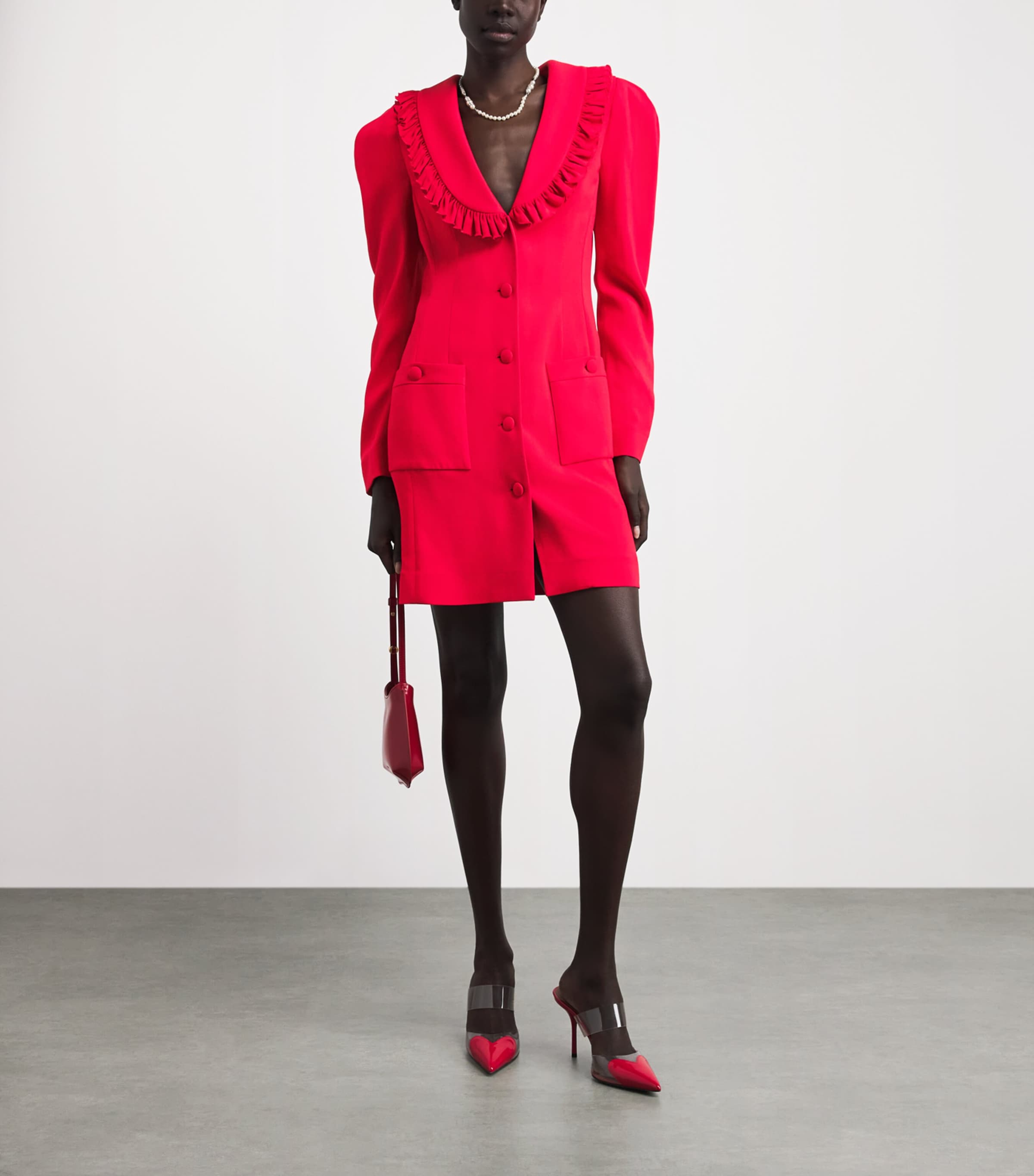 Alessandra Rich Womens Ruffled Cady Mini Dress Red Image 2