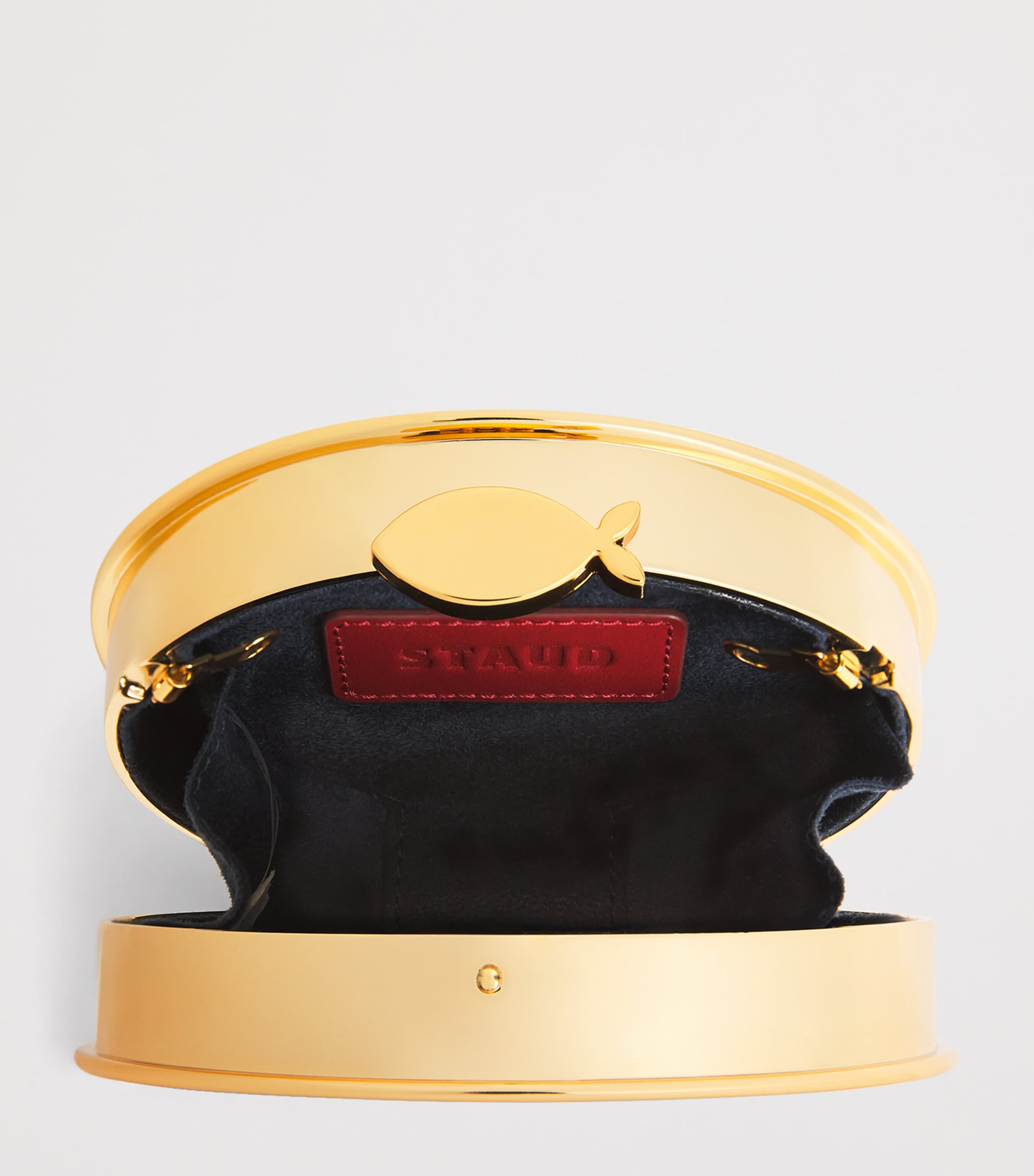 STAUD Metal Caviar Tin Clutch Gold Image 5