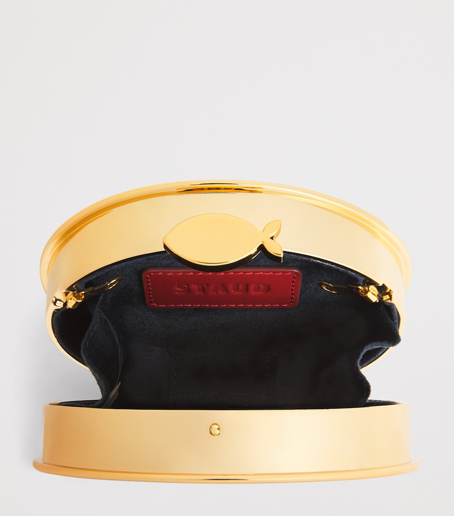 STAUD Metal Caviar Tin Clutch Gold Image 5