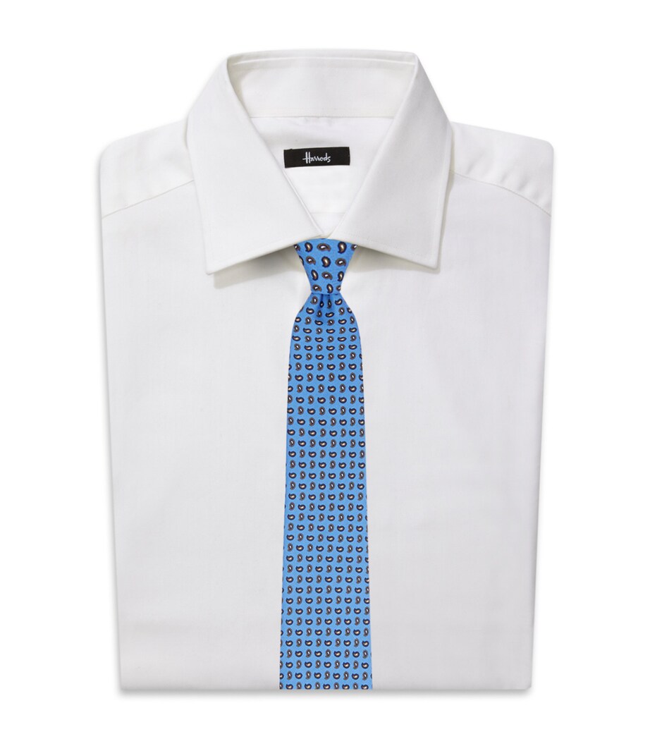 Eton Silk Paisley Tie Mid Blue Image 4