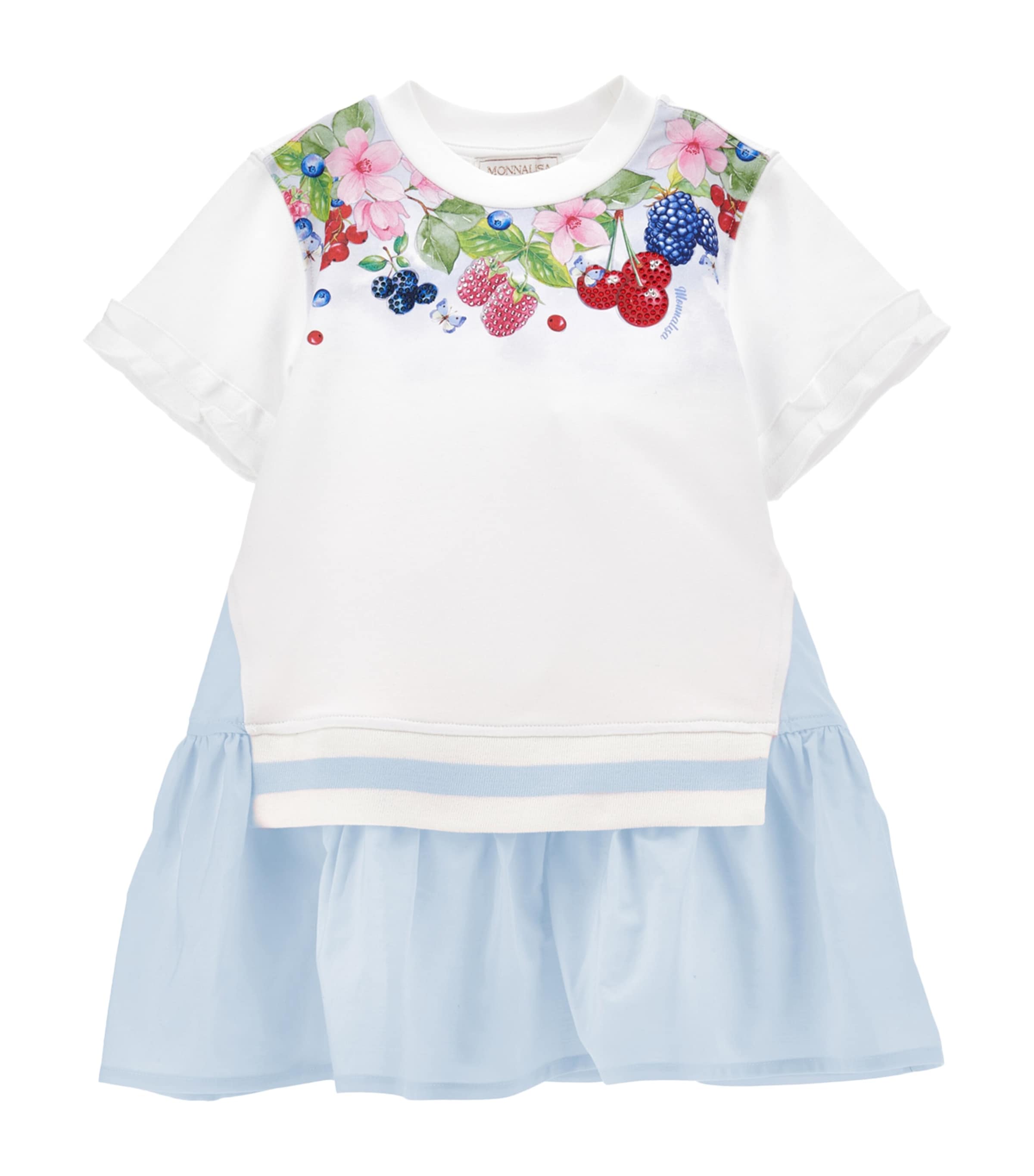 Monnalisa Cotton-blend Jersey And Poplin Dress