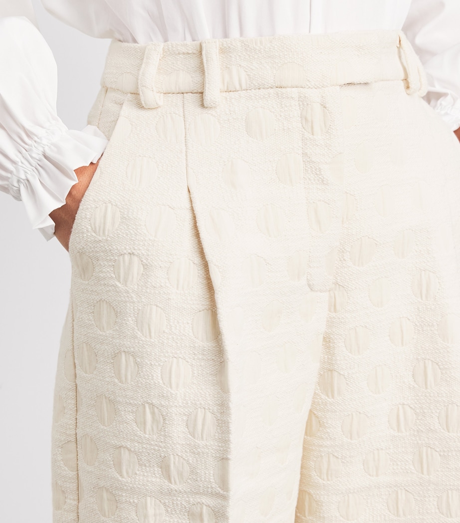 La Doublej Womens Jacquard Wide-Leg Trousers Cream Image 3