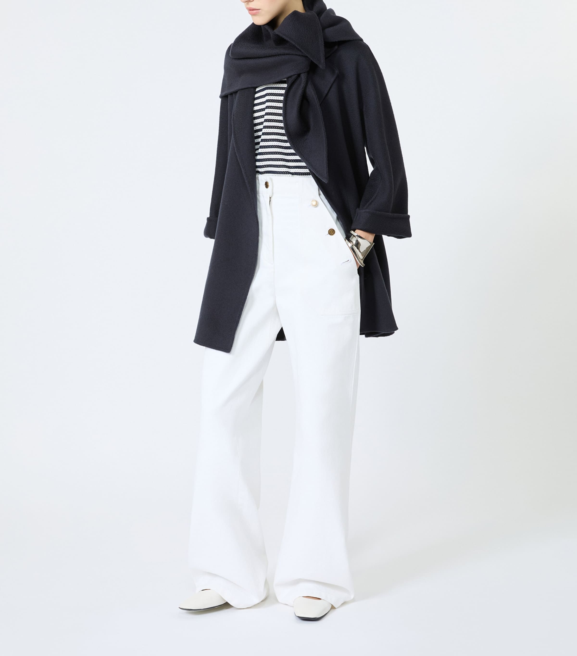 Max Mara Womens Cotton Wide-Leg Trousers White Image 2