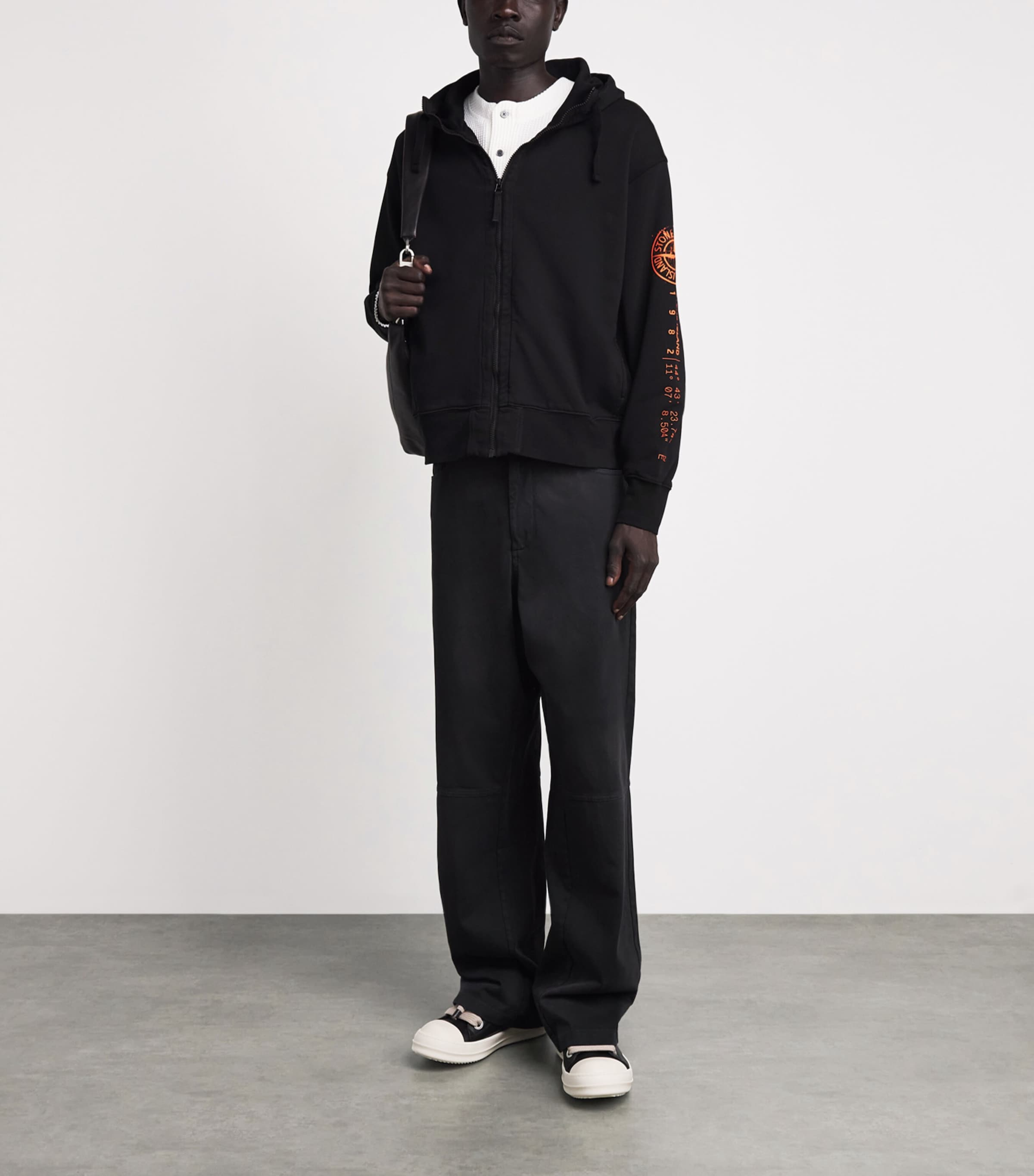 Stone Island Mens Oversized Compass Zip-Up Hoodie Image 2