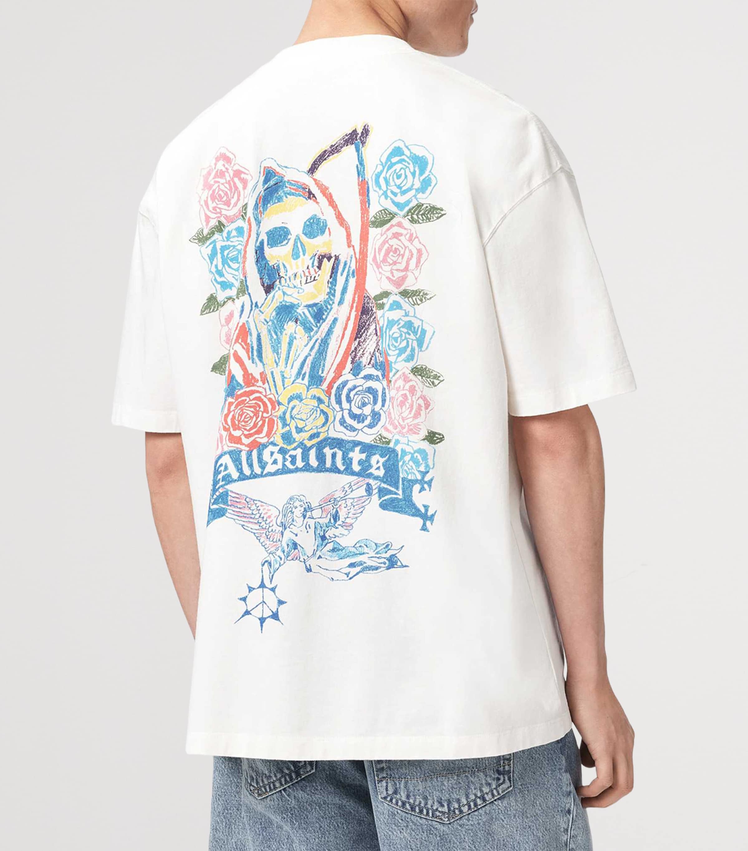 AllSaints Mens Organic Cotton Cray T-Shirt Chalk White Image 4