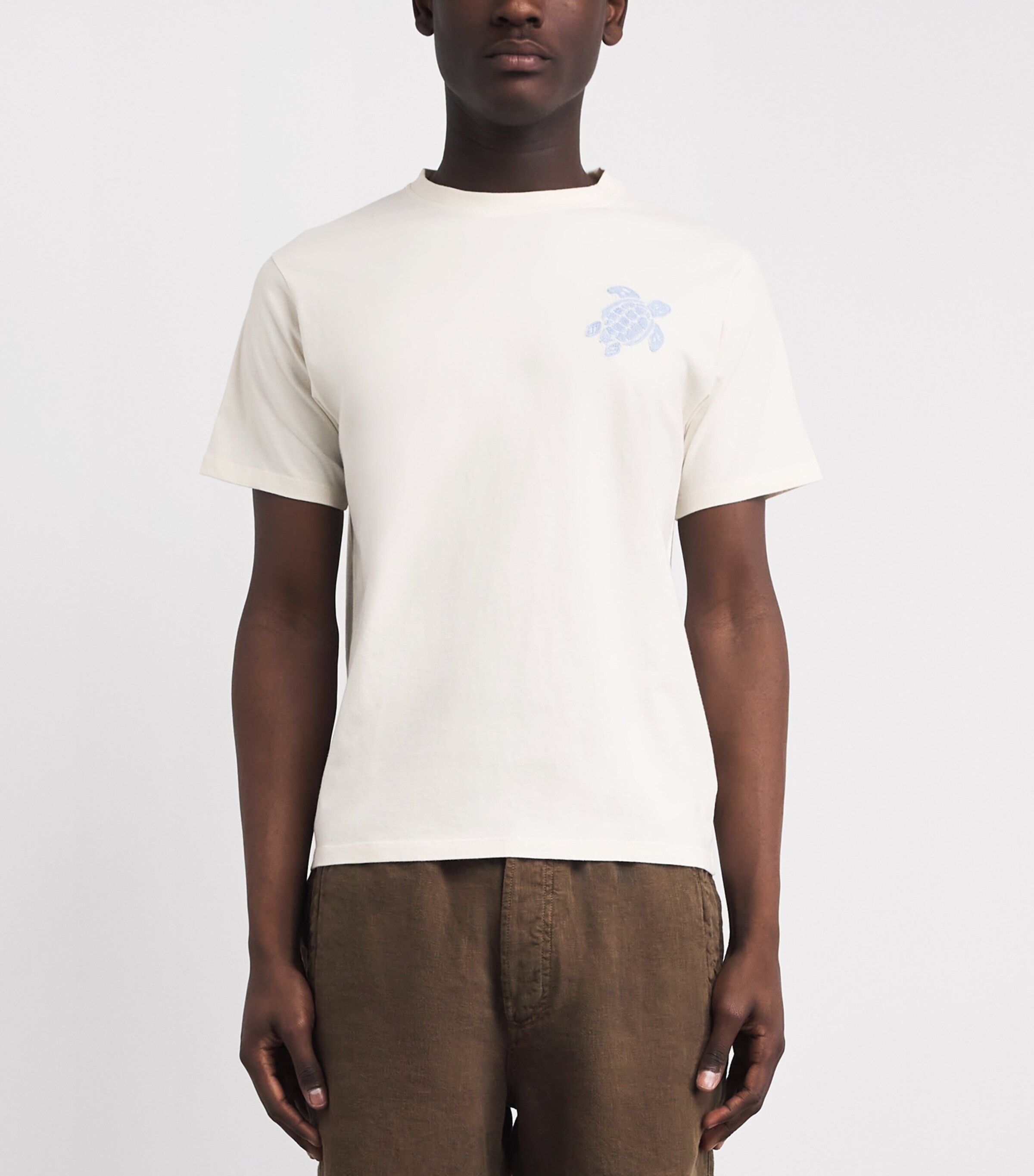 Vilebrequin Mens Organic Cotton Embroidered T-Shirt Off White Image 4