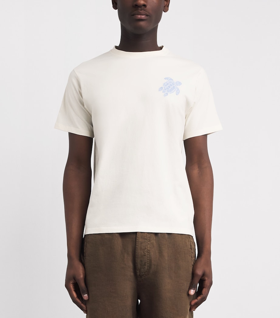 Vilebrequin Mens Organic Cotton Embroidered T-Shirt Off White Image 4